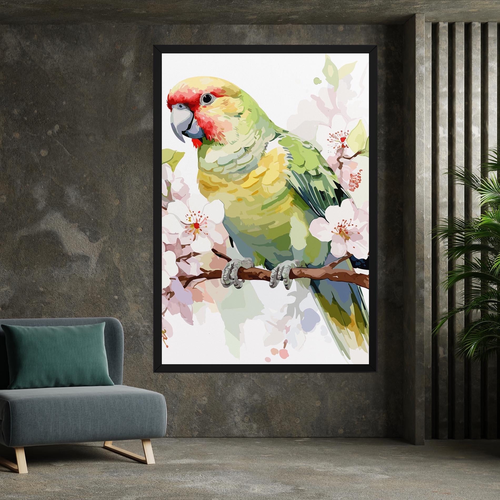 Картина на платно Cute Green Parrot mockup 7