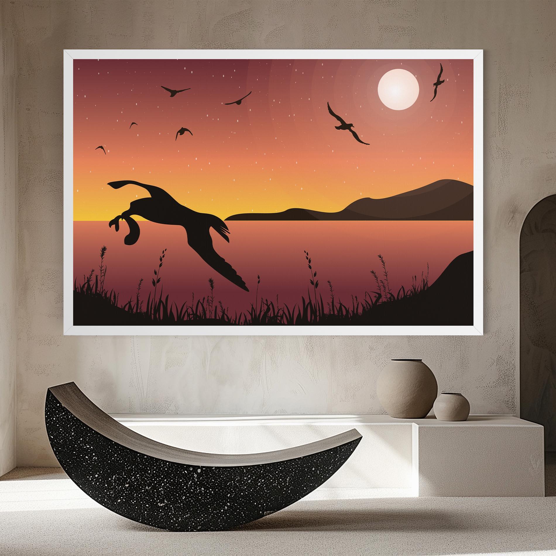 Картина на платно Birds Fishing mockup 8