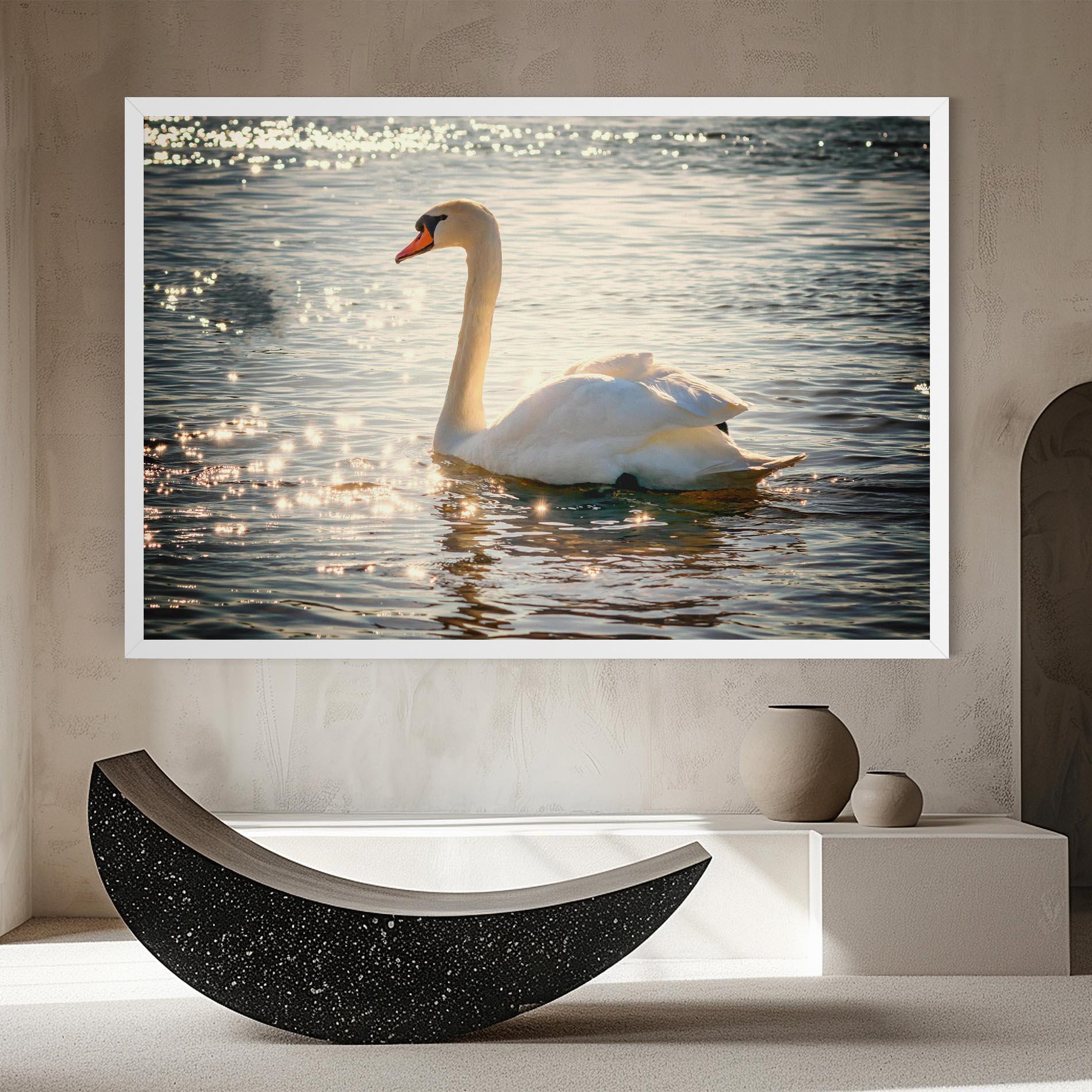Картина на платно Swan On Lake mockup 8