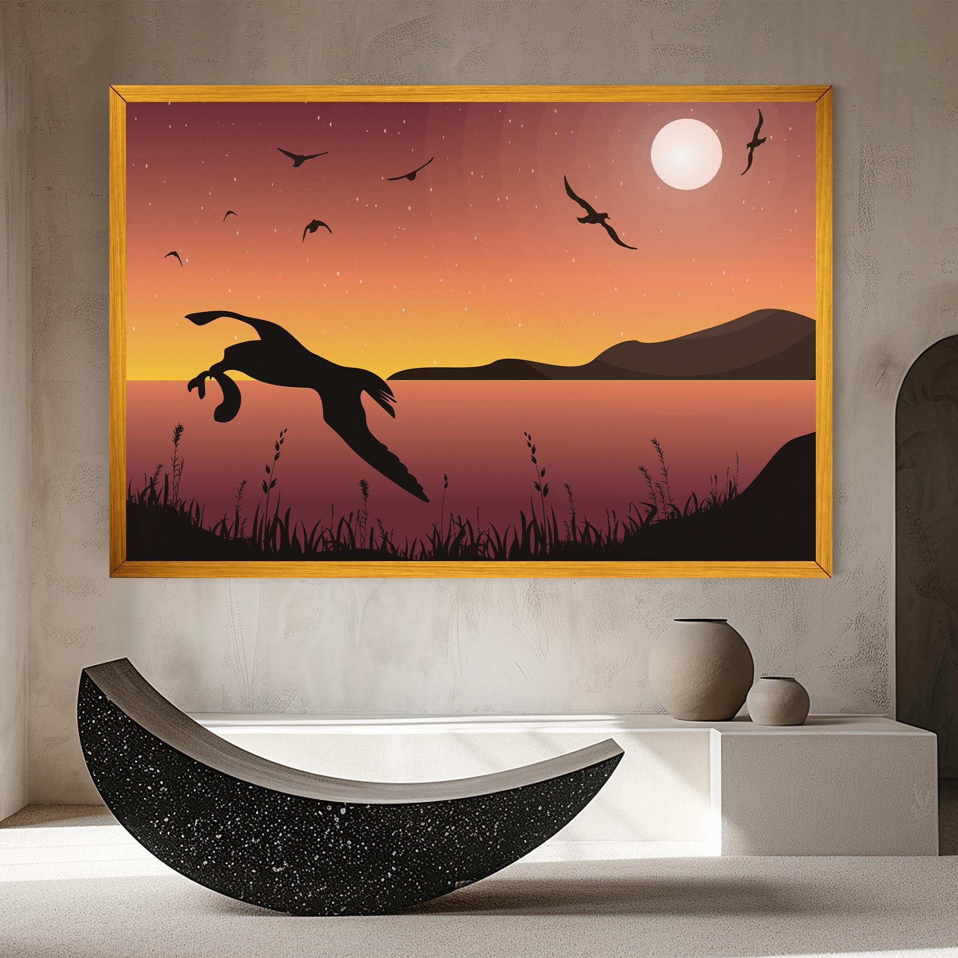 Картина на платно Birds Fishing mockup 8