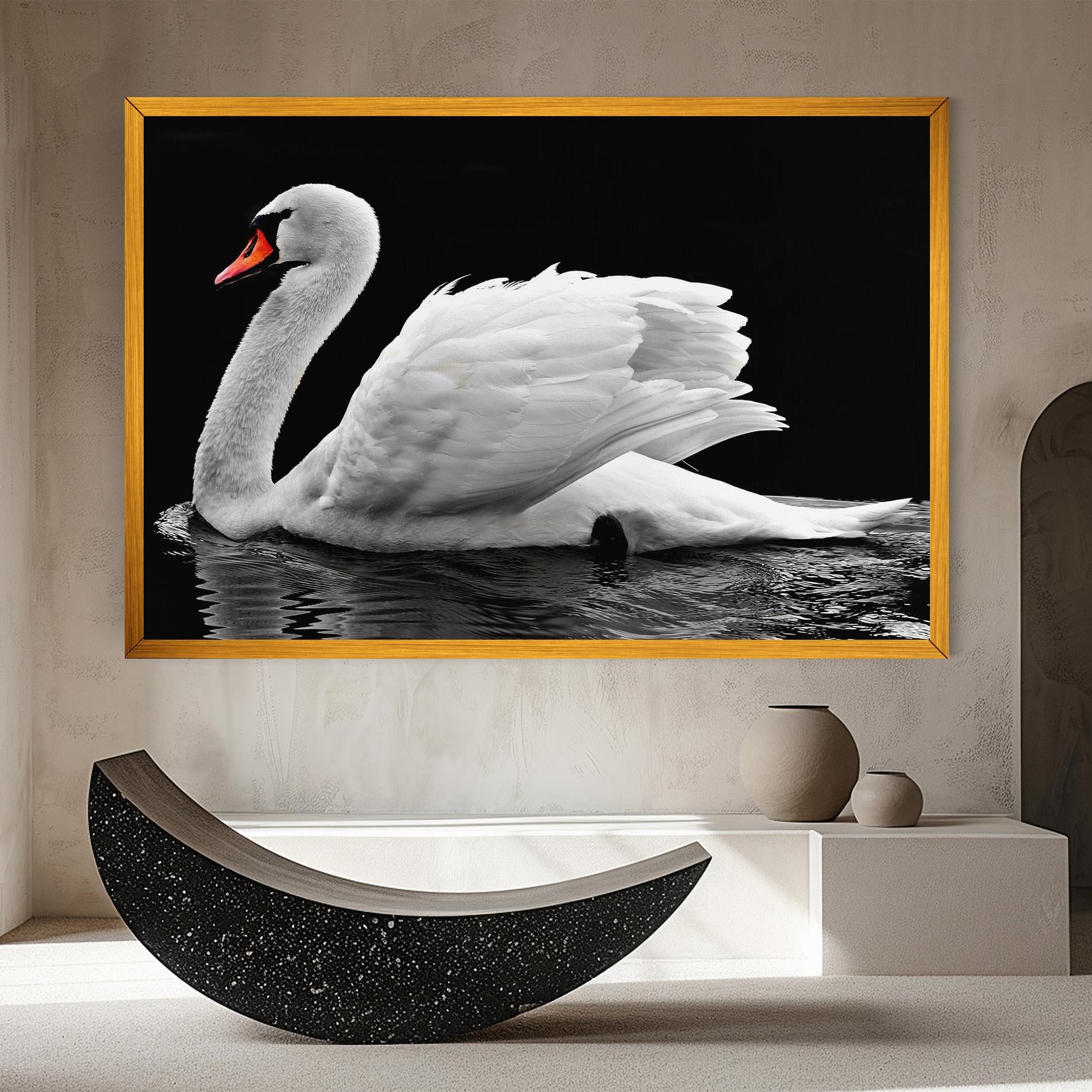 Картина на платно Black And White Swan mockup 8