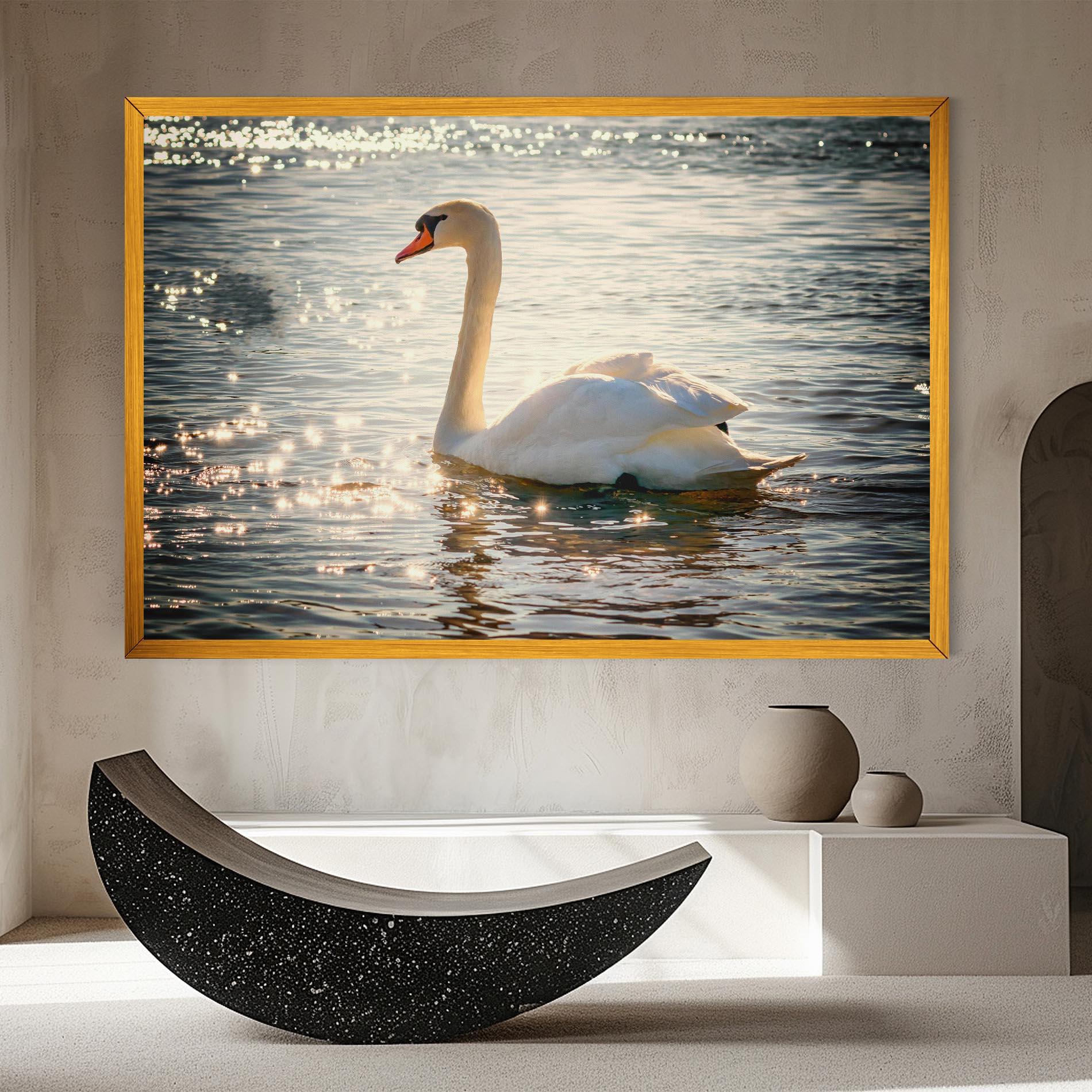 Картина на платно Swan On Lake mockup 8