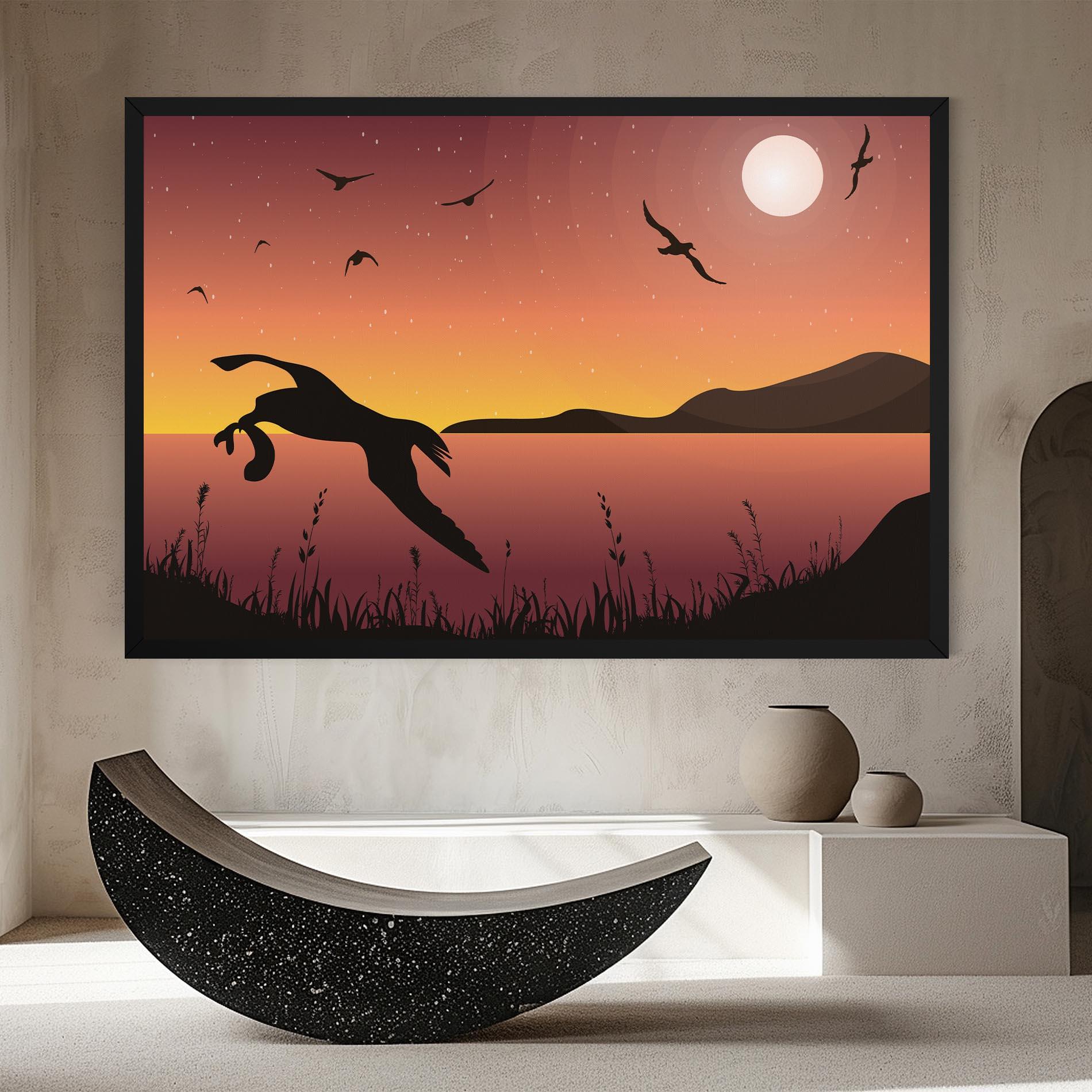 Картина на платно Birds Fishing mockup 8