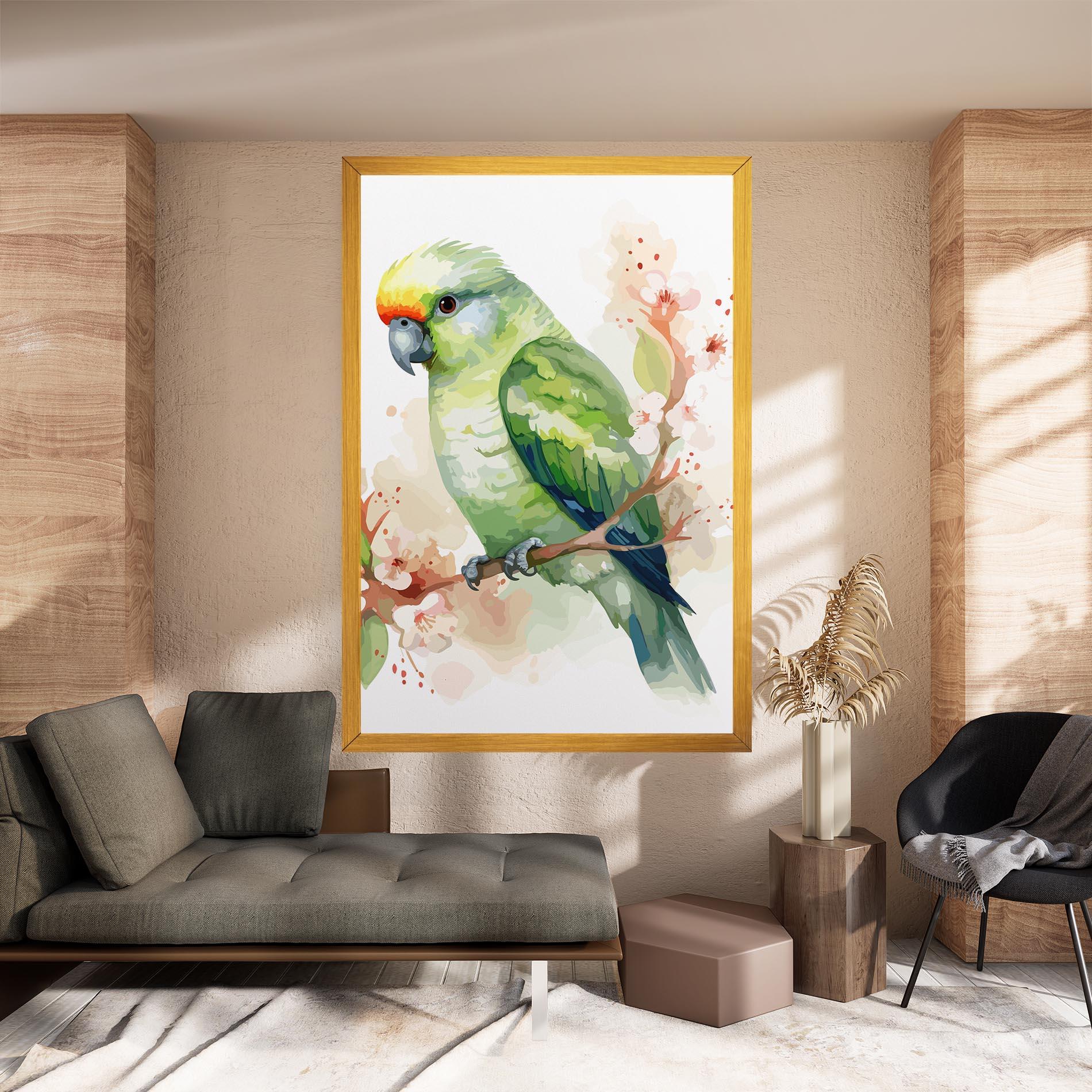 Картина на платно Pretty Green Parrot mockup 8