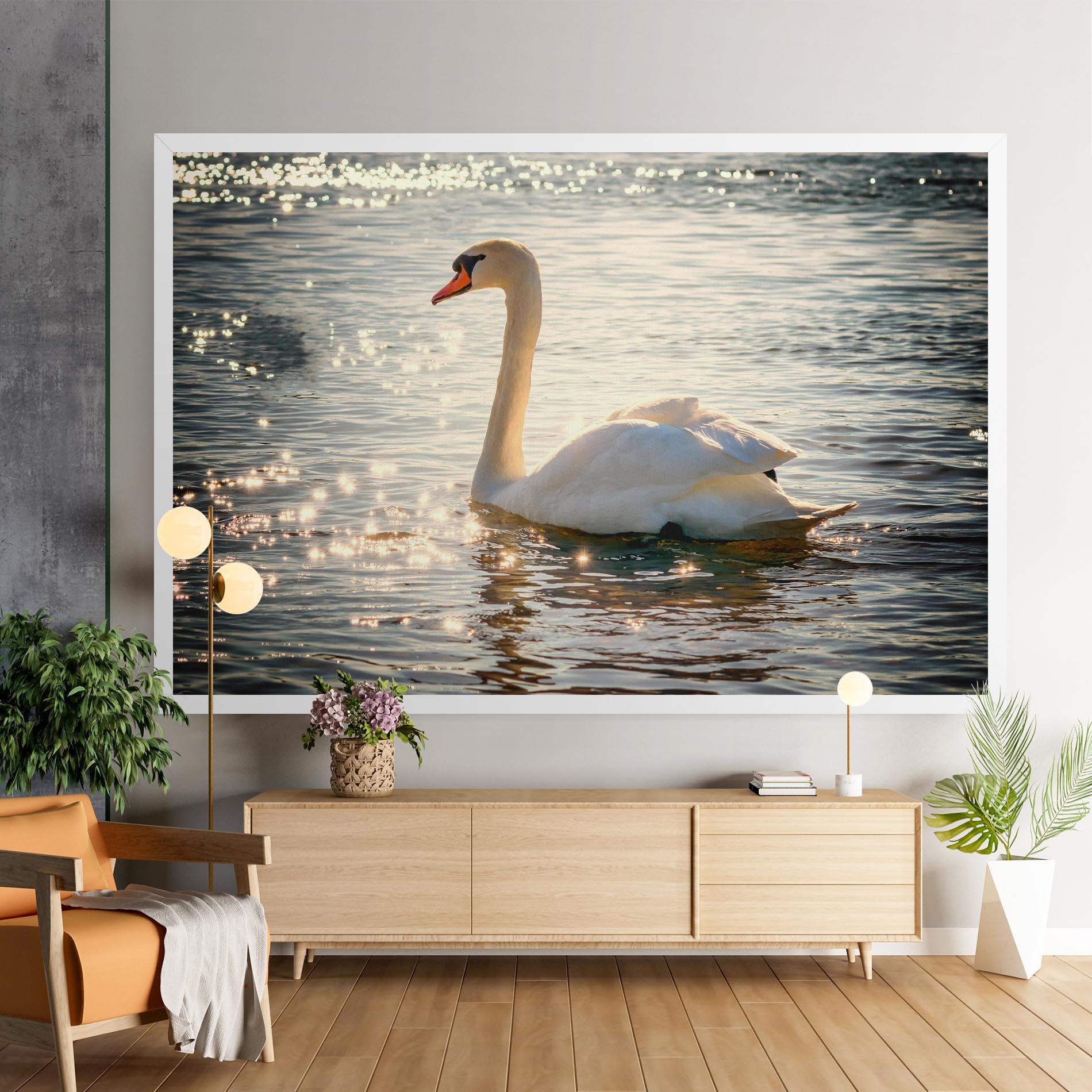 Картина на платно Swan On Lake mockup 9