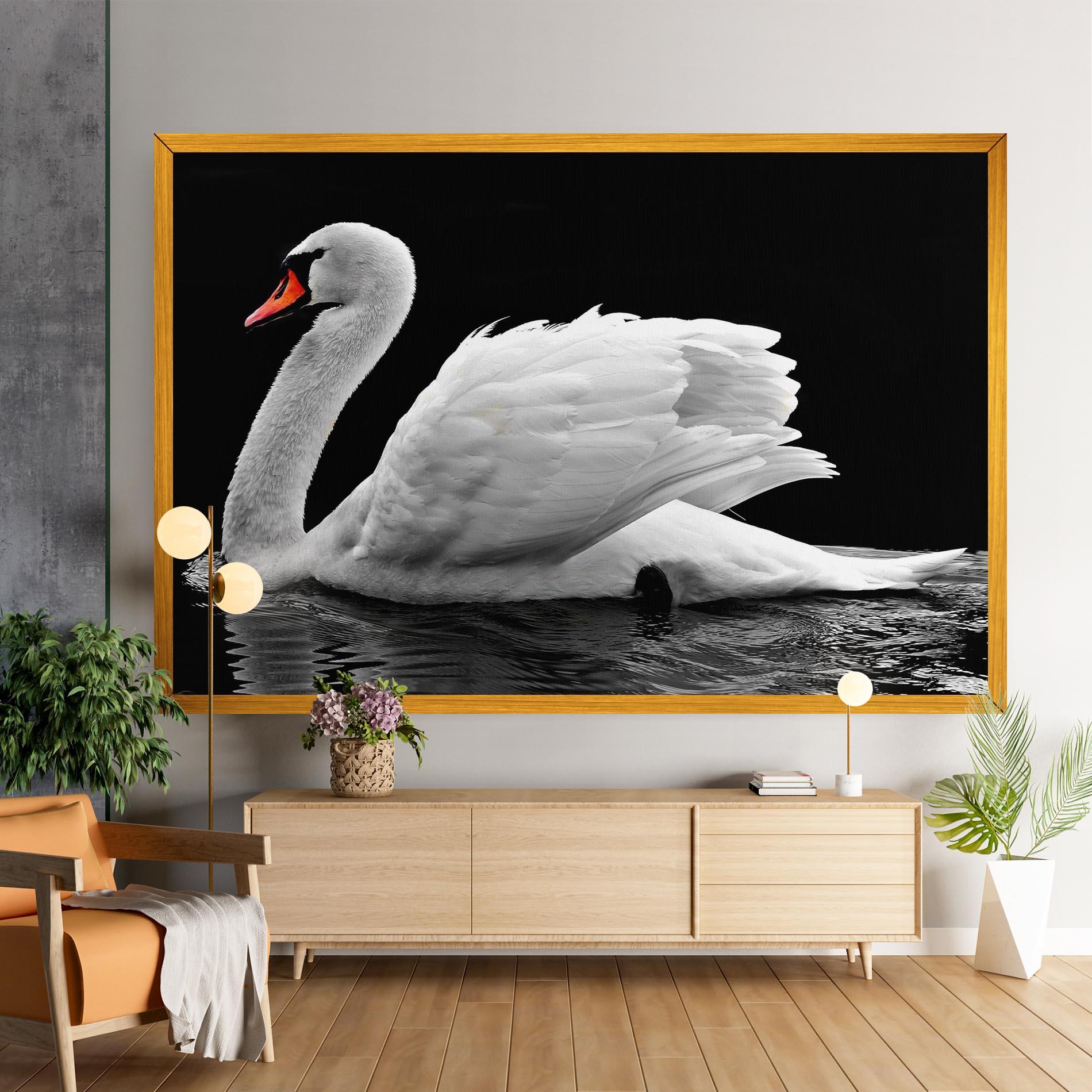 Картина на платно Black And White Swan mockup 9