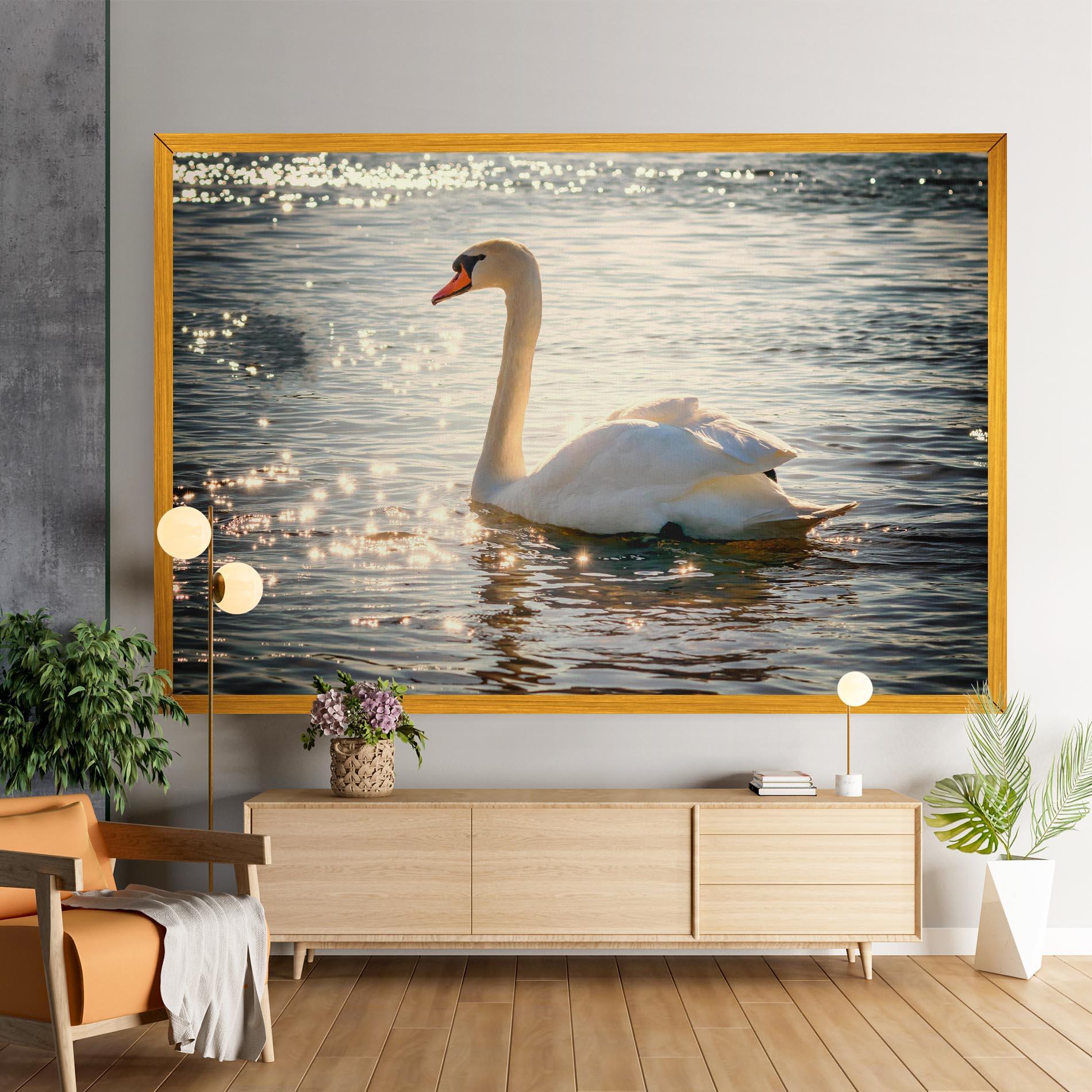 Картина на платно Swan On Lake mockup 9