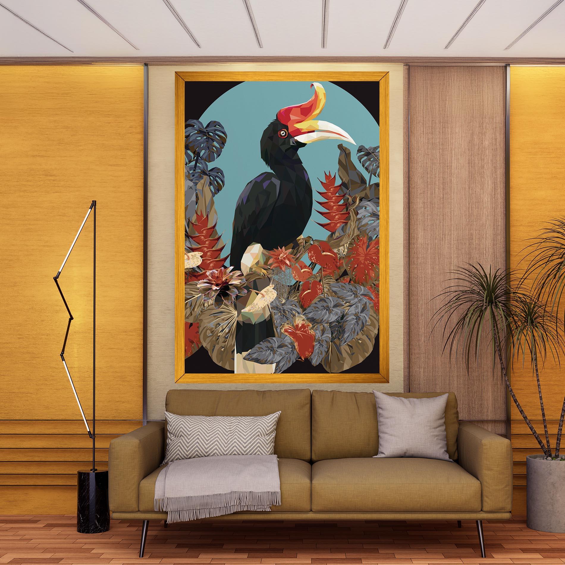 Картина на платно Black Interesting Bird mockup 9