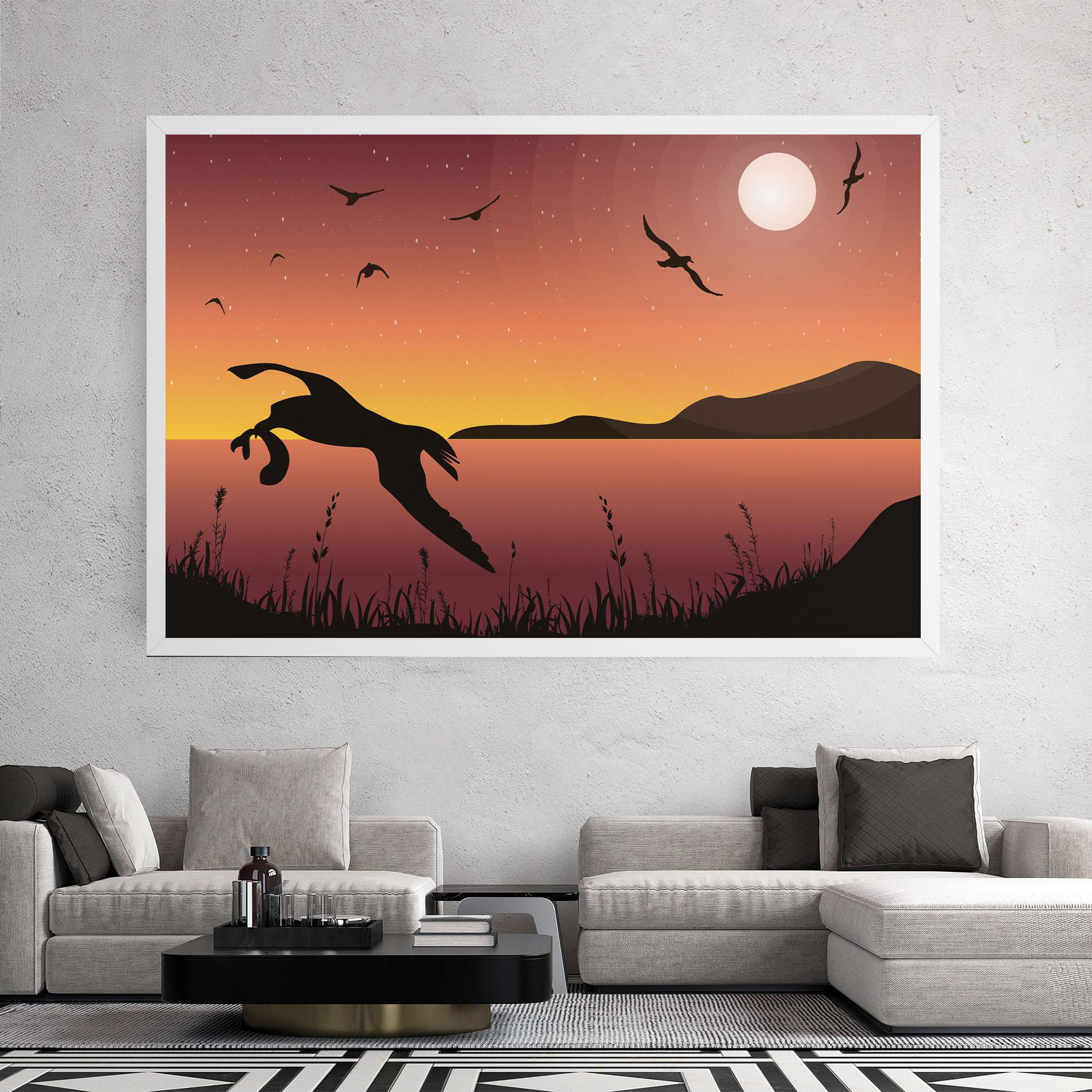 Картина на платно Birds Fishing mockup 2