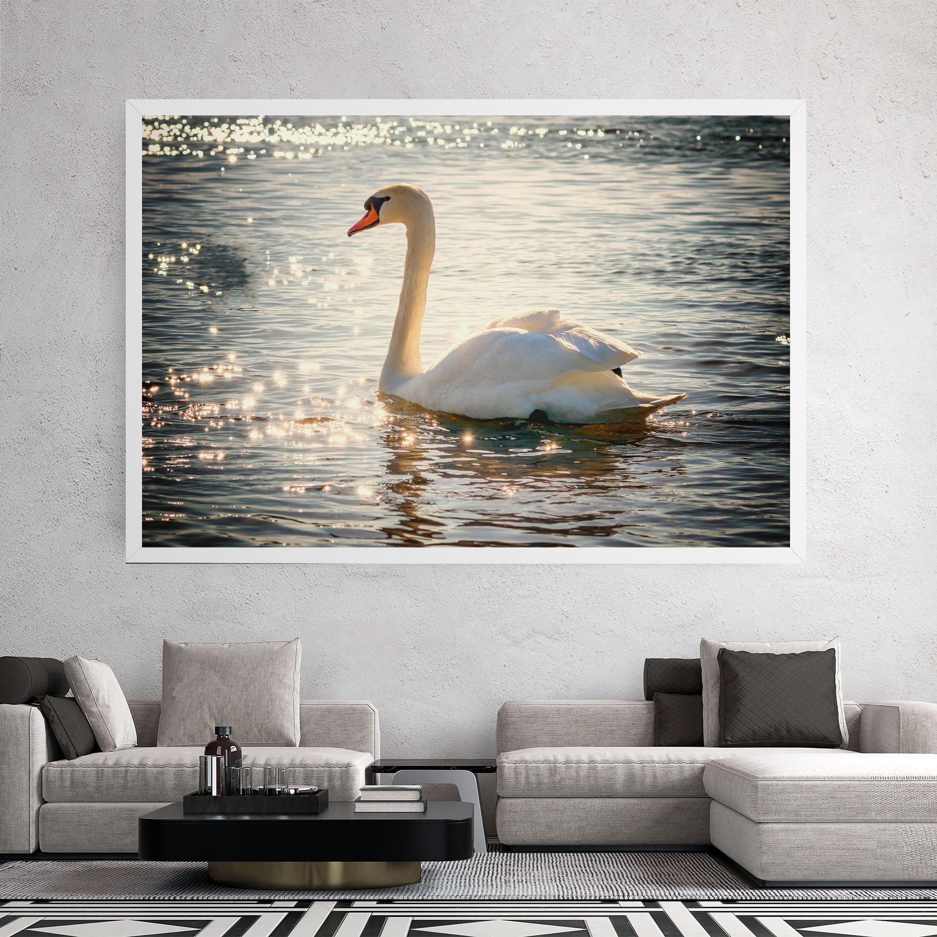 Картина на платно Swan On Lake mockup 2