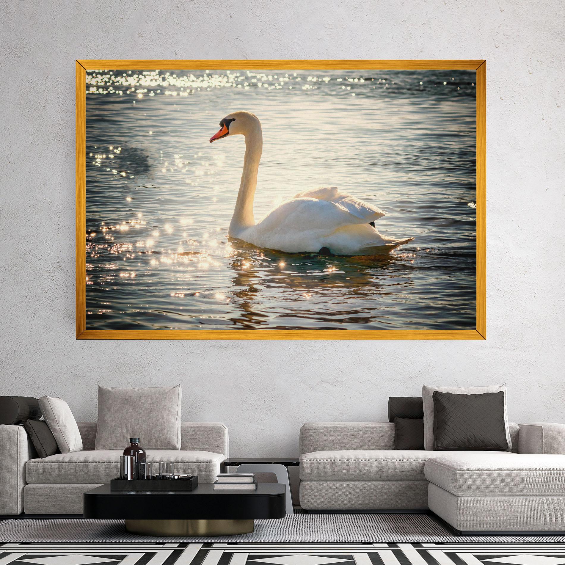 Картина на платно Swan On Lake mockup 2