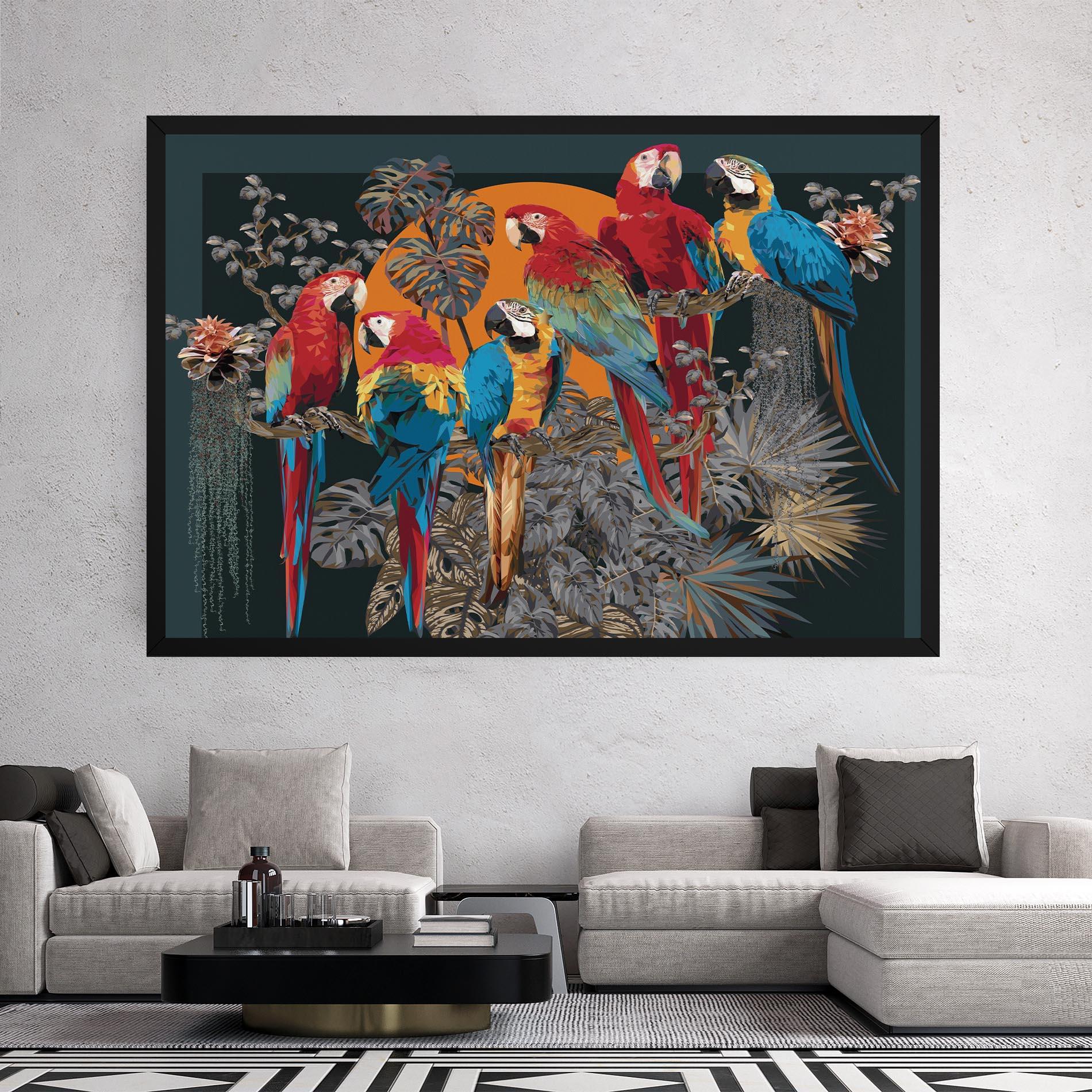 Картина на платно Family Parrot mockup 2