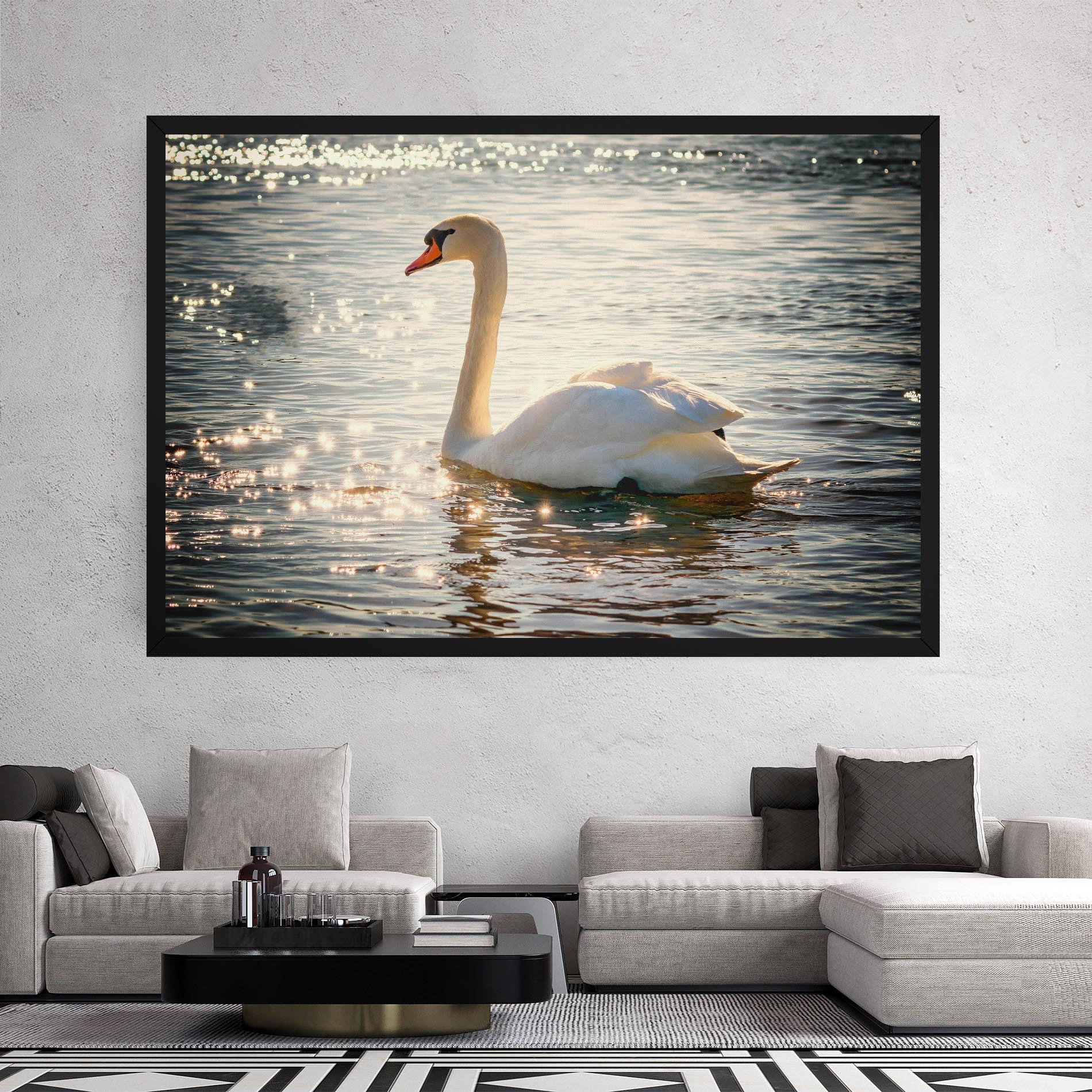 Картина на платно Swan On Lake mockup 2