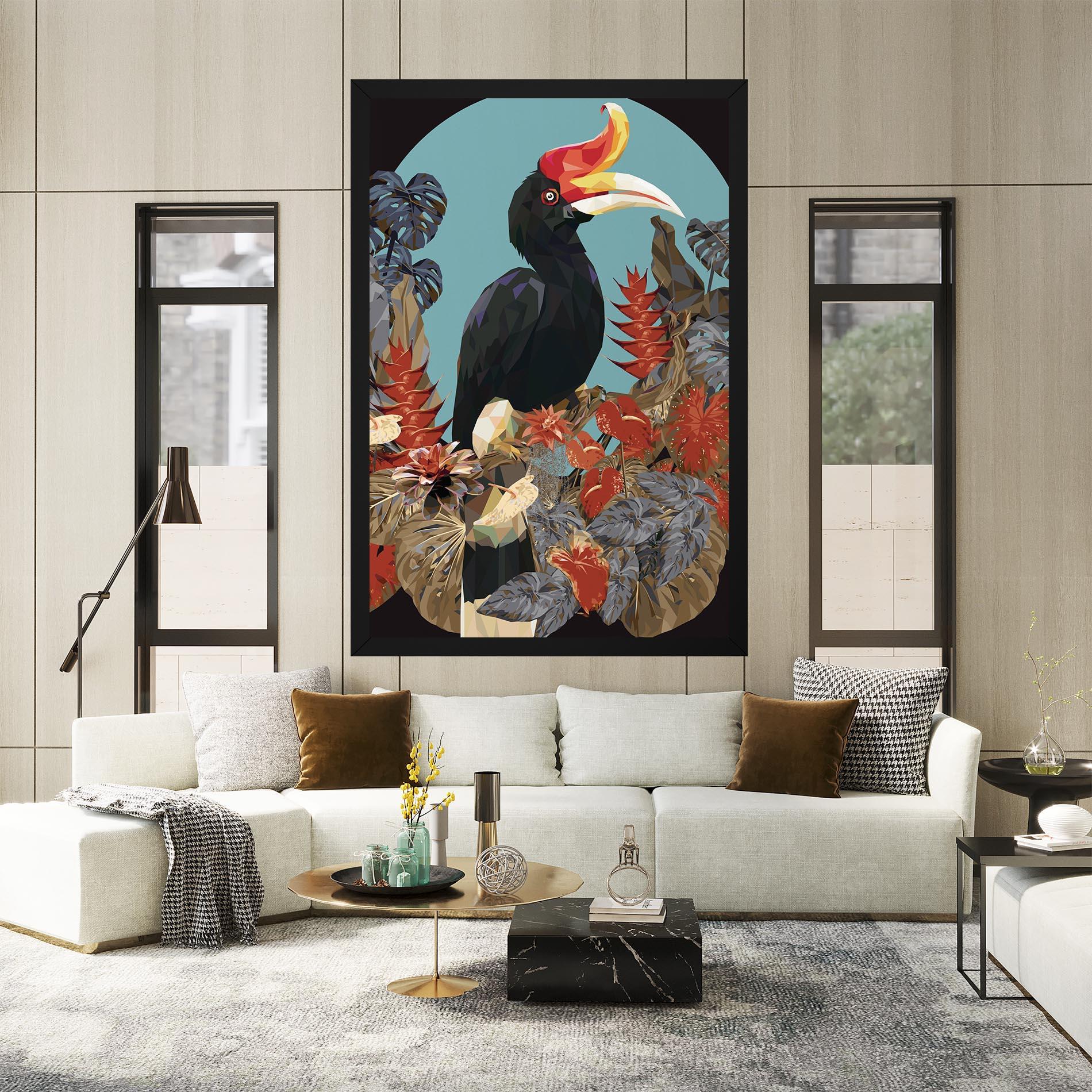 Картина на платно Black Interesting Bird mockup 2