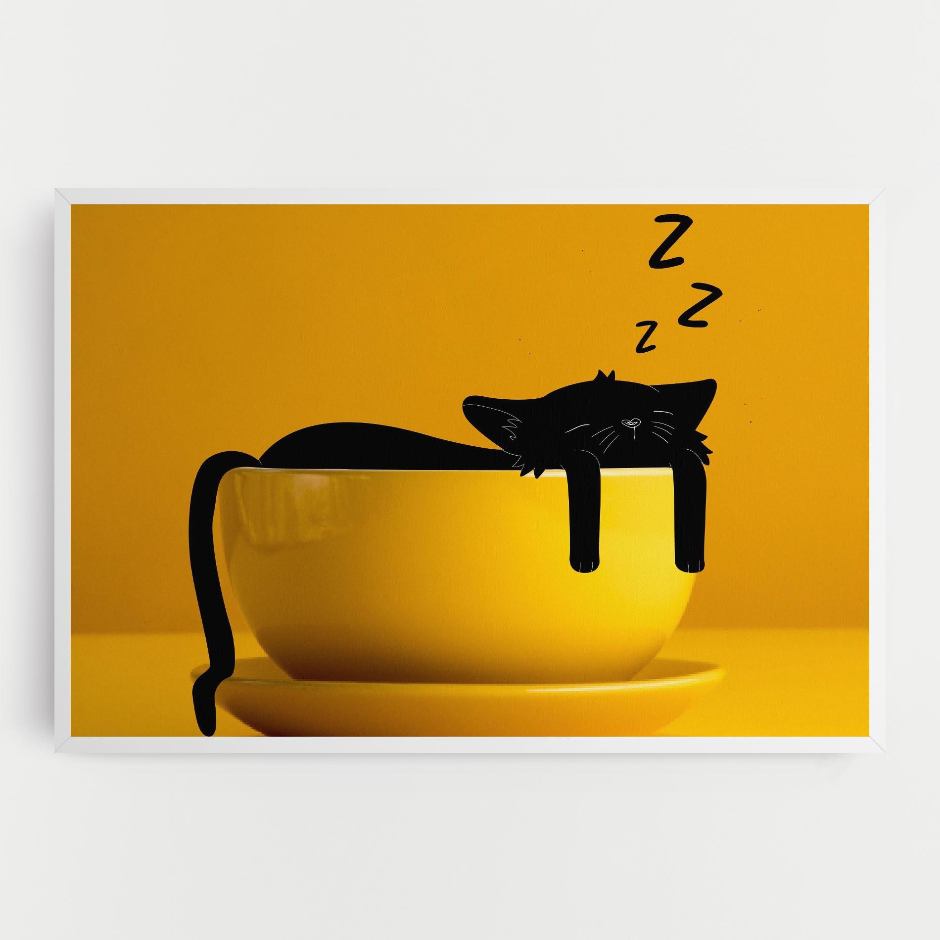 Картина на платно Cat In A Cup mockup 0