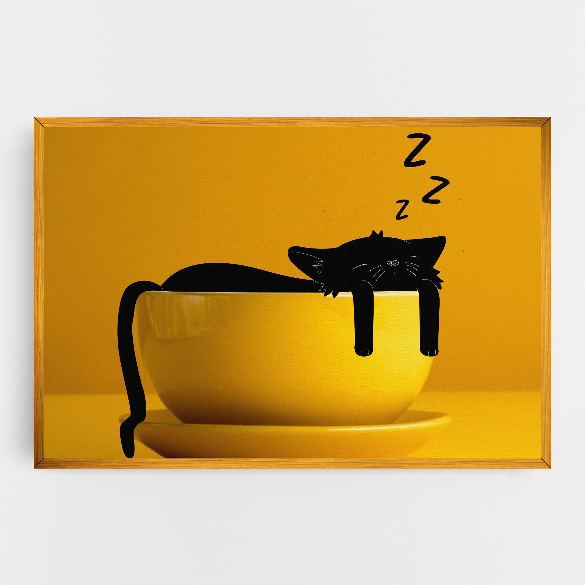 Картина на платно Cat In A Cup mockup 0