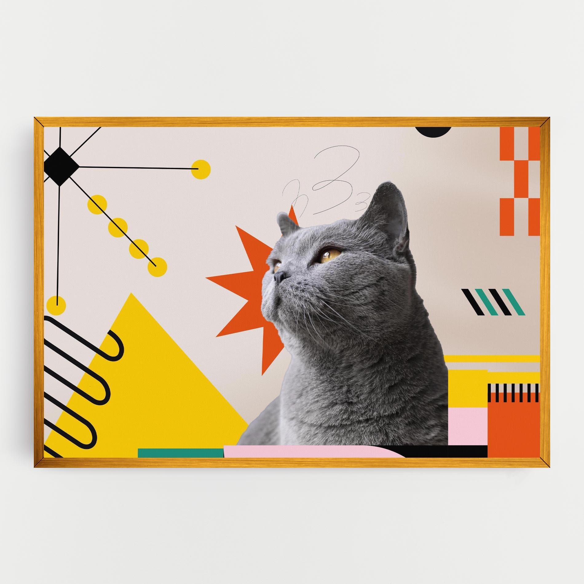 Картина на платно Colorful Graphic Cat mockup 0
