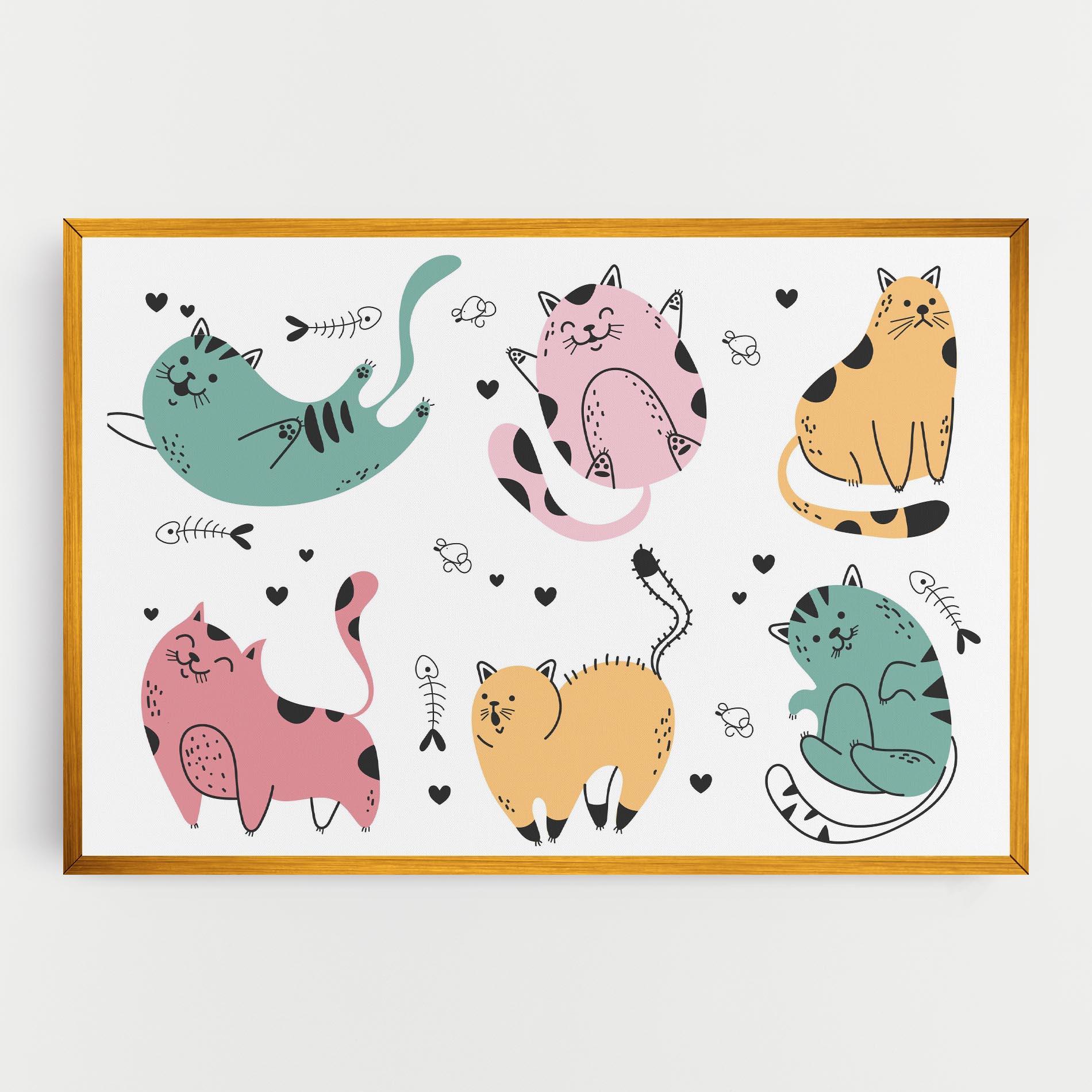 Картина на платно Doodle Cat mockup 0