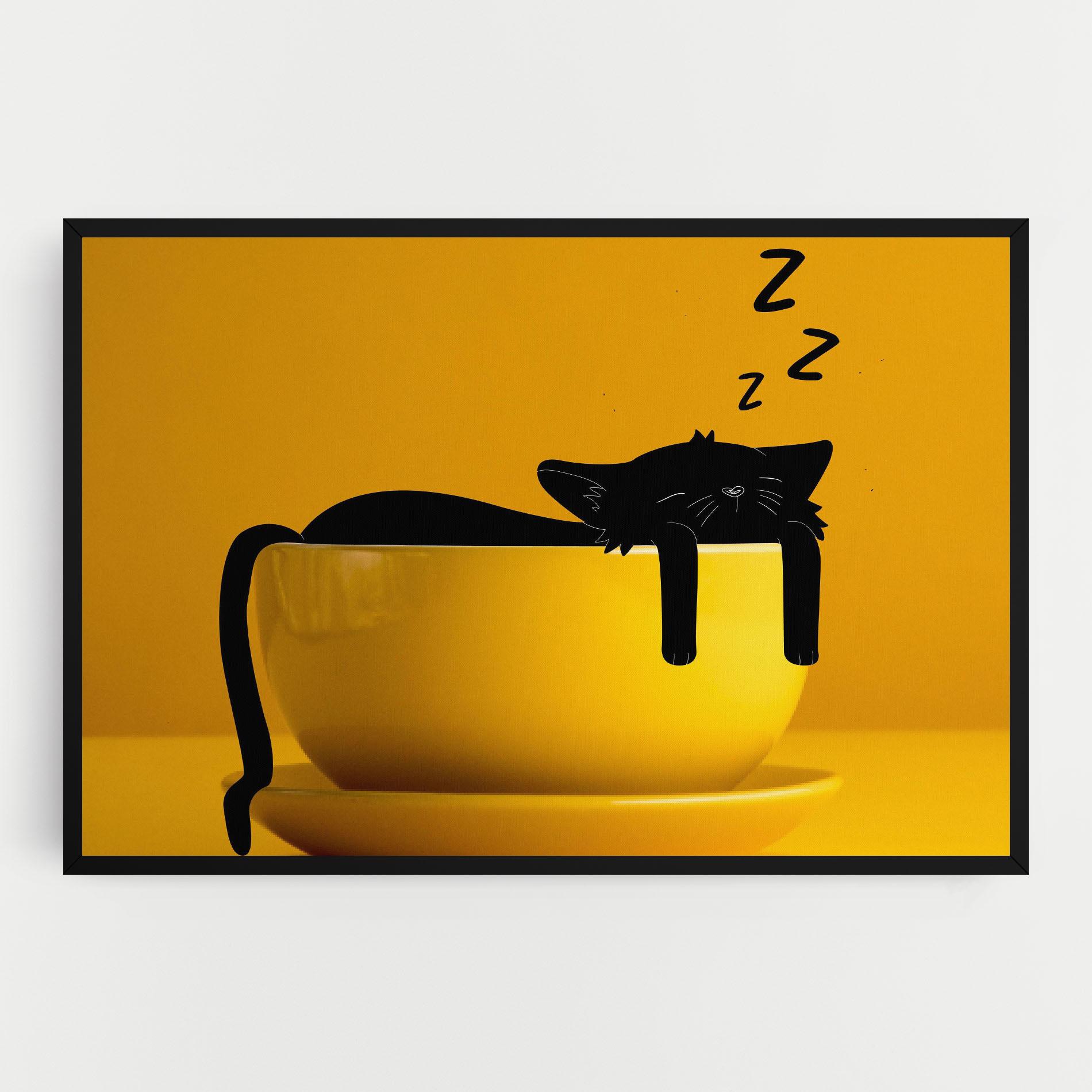 Картина на платно Cat In A Cup mockup 0