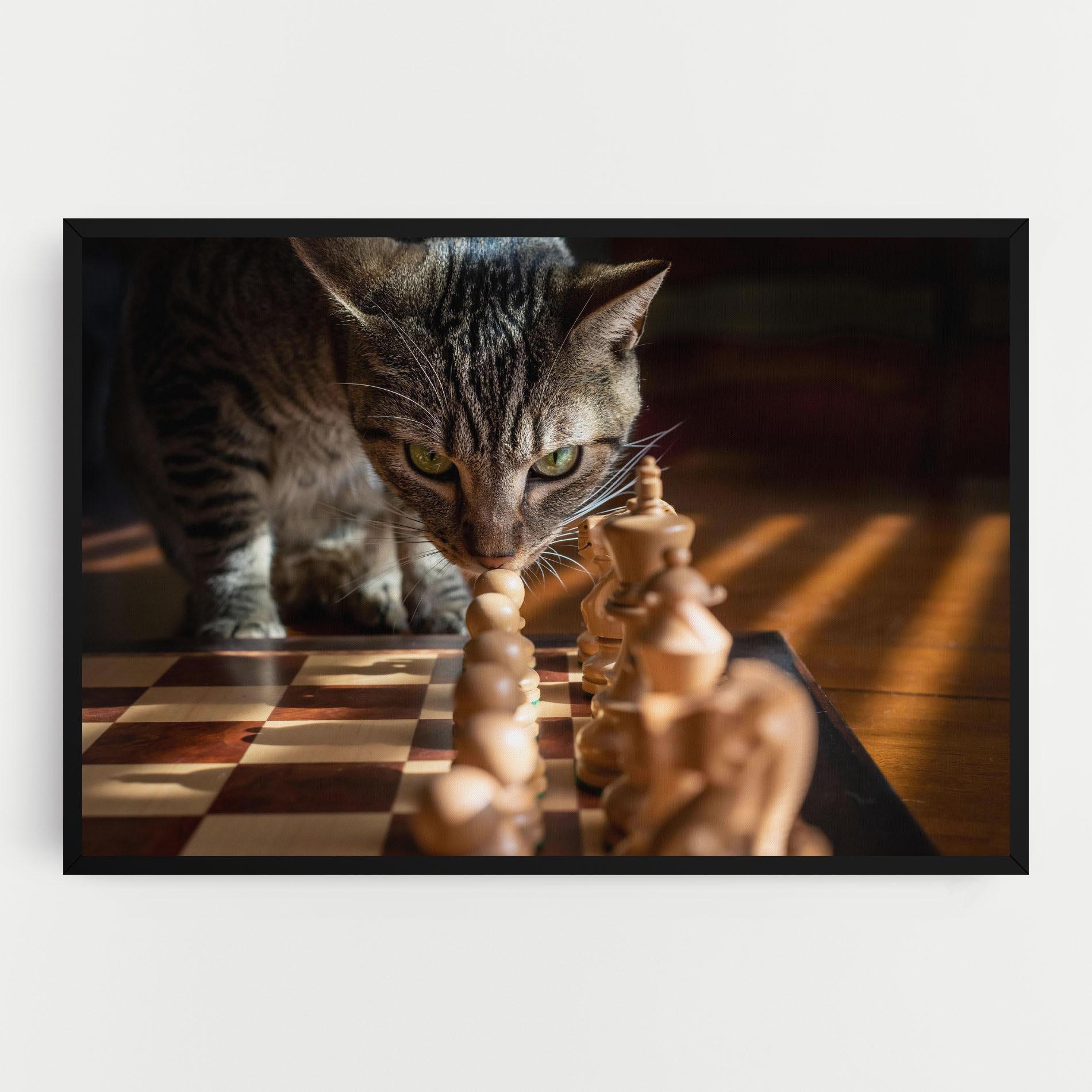 Картина на платно Chess Cat mockup 0