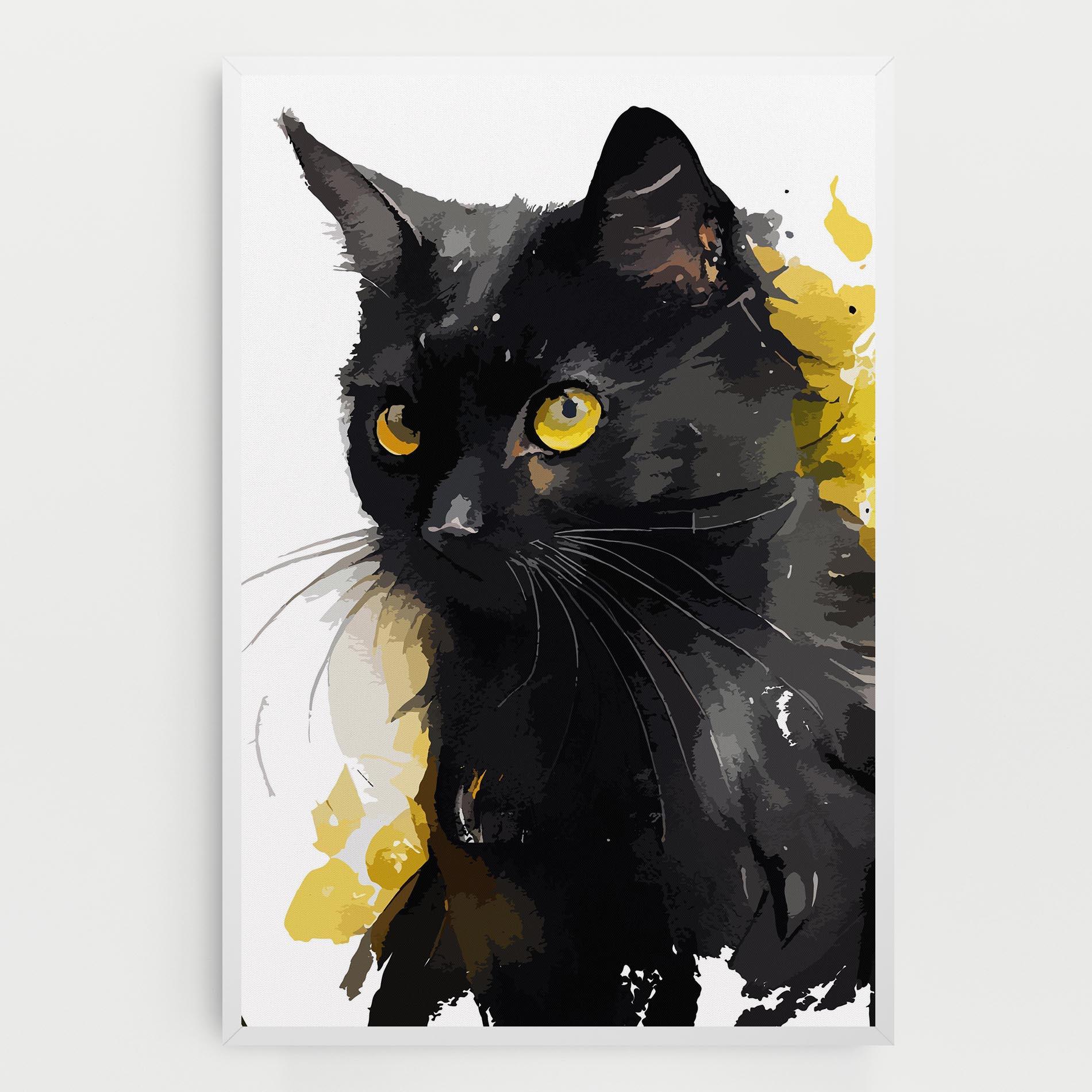 Картина на платно Beautiful Black Cat mockup 0