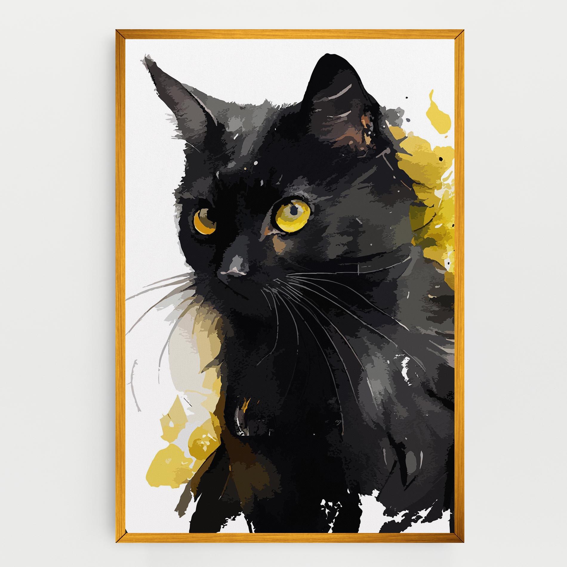 Картина на платно Beautiful Black Cat mockup 0