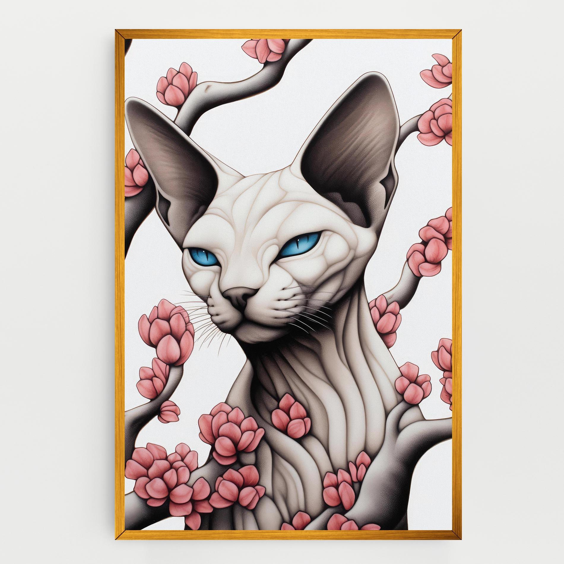 Картина на платно Blue Eyes Cat Drawing mockup 0