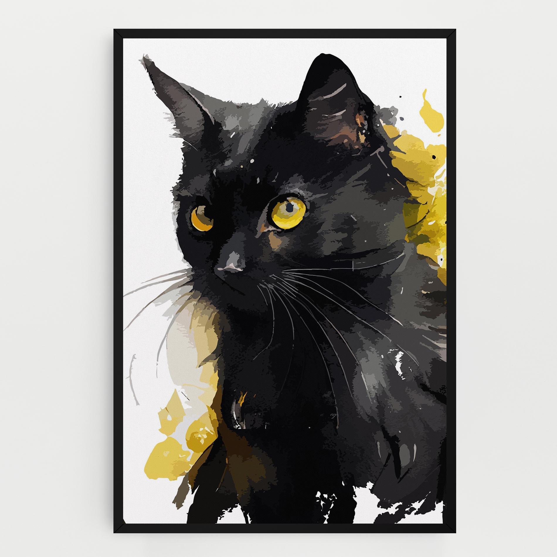 Картина на платно Beautiful Black Cat mockup 0
