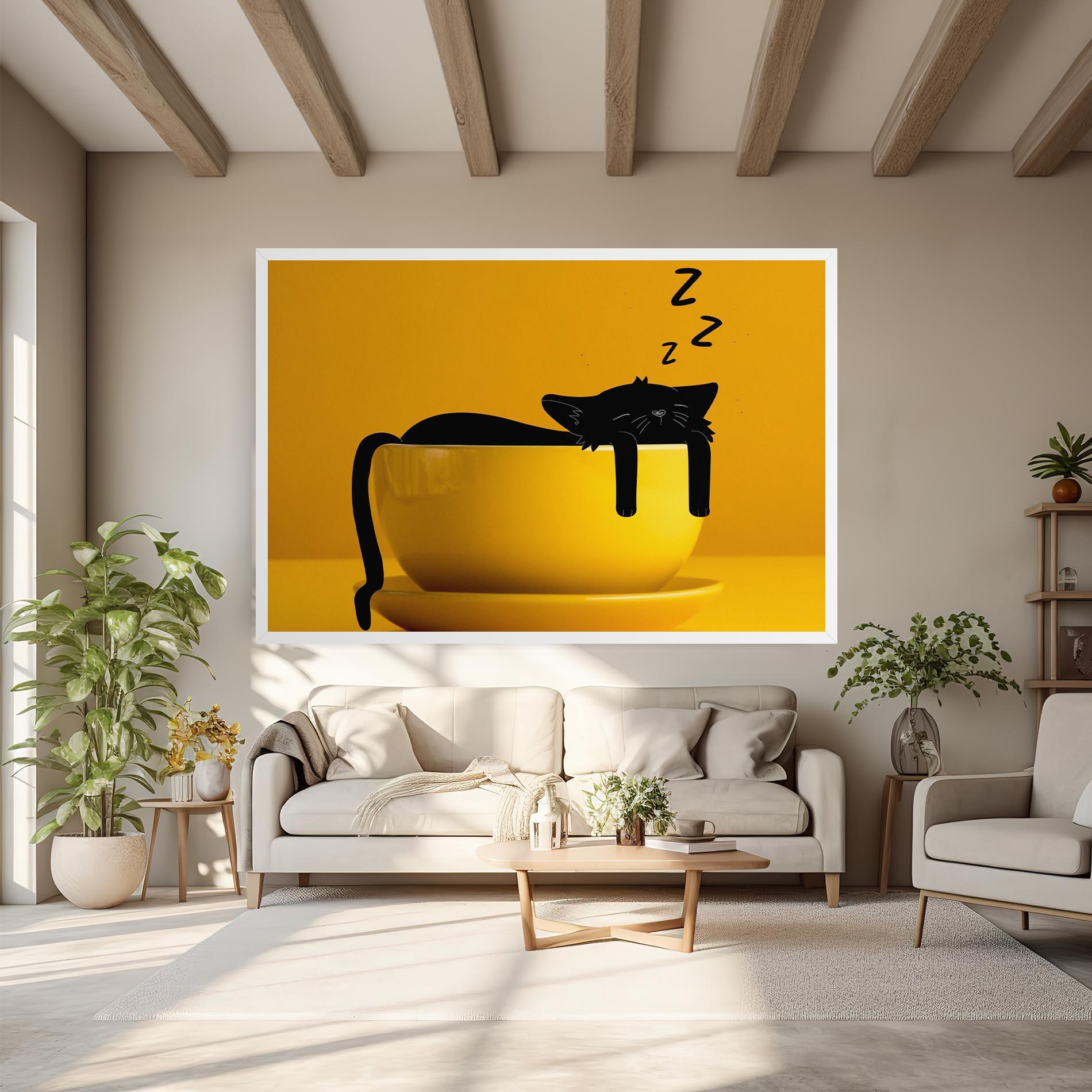 Картина на платно Cat In A Cup mockup 6