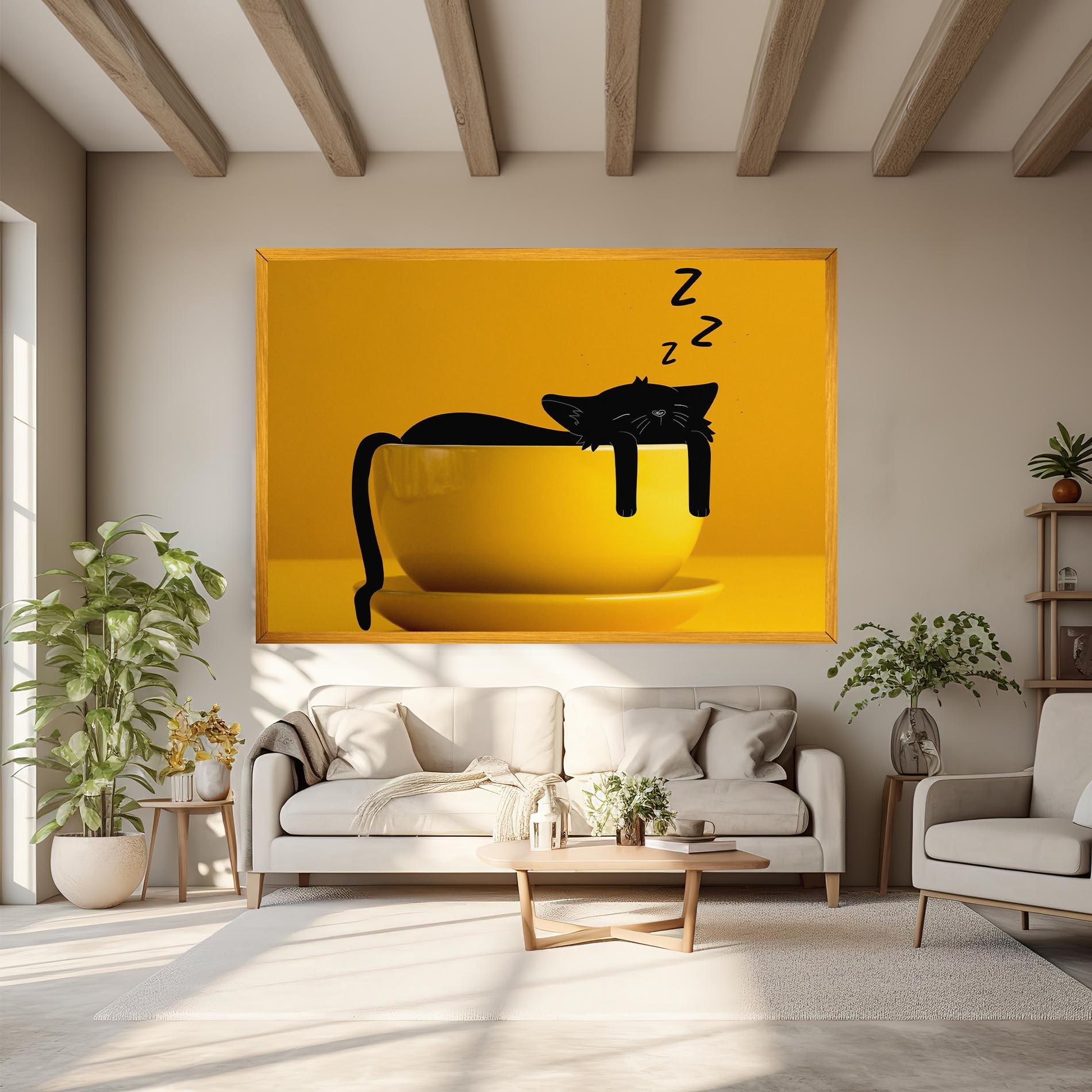 Картина на платно Cat In A Cup mockup 6