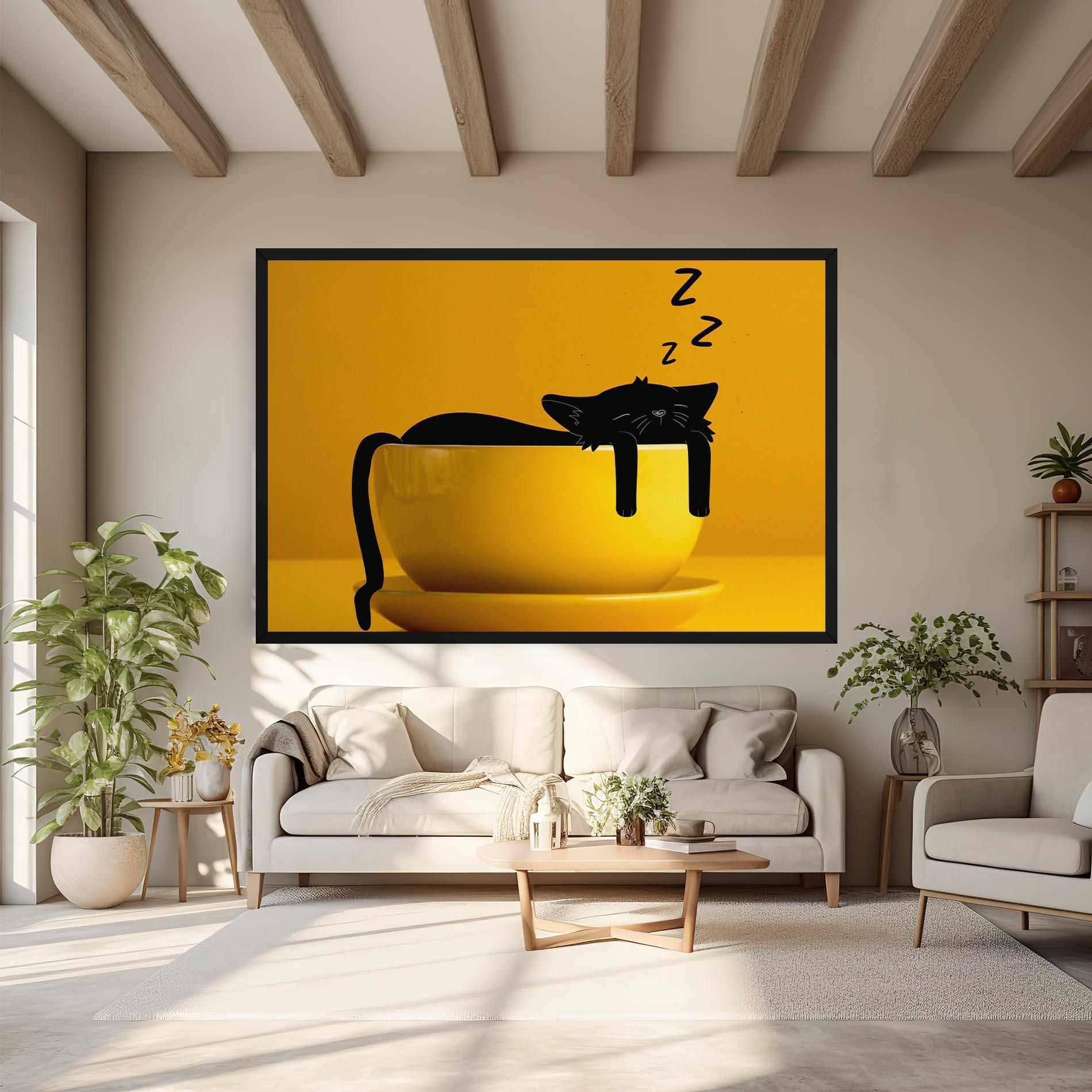 Картина на платно Cat In A Cup mockup 6