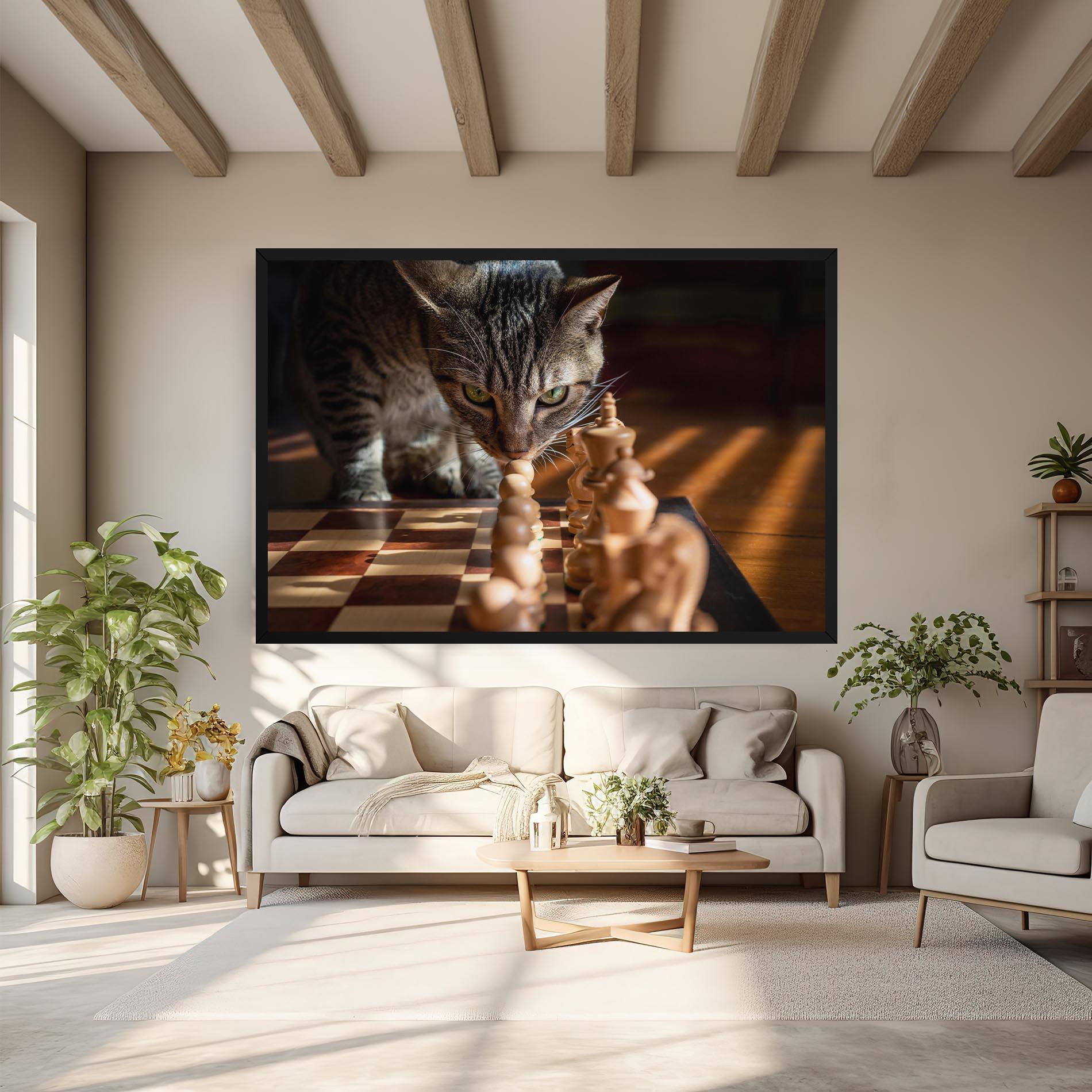 Картина на платно Chess Cat mockup 6