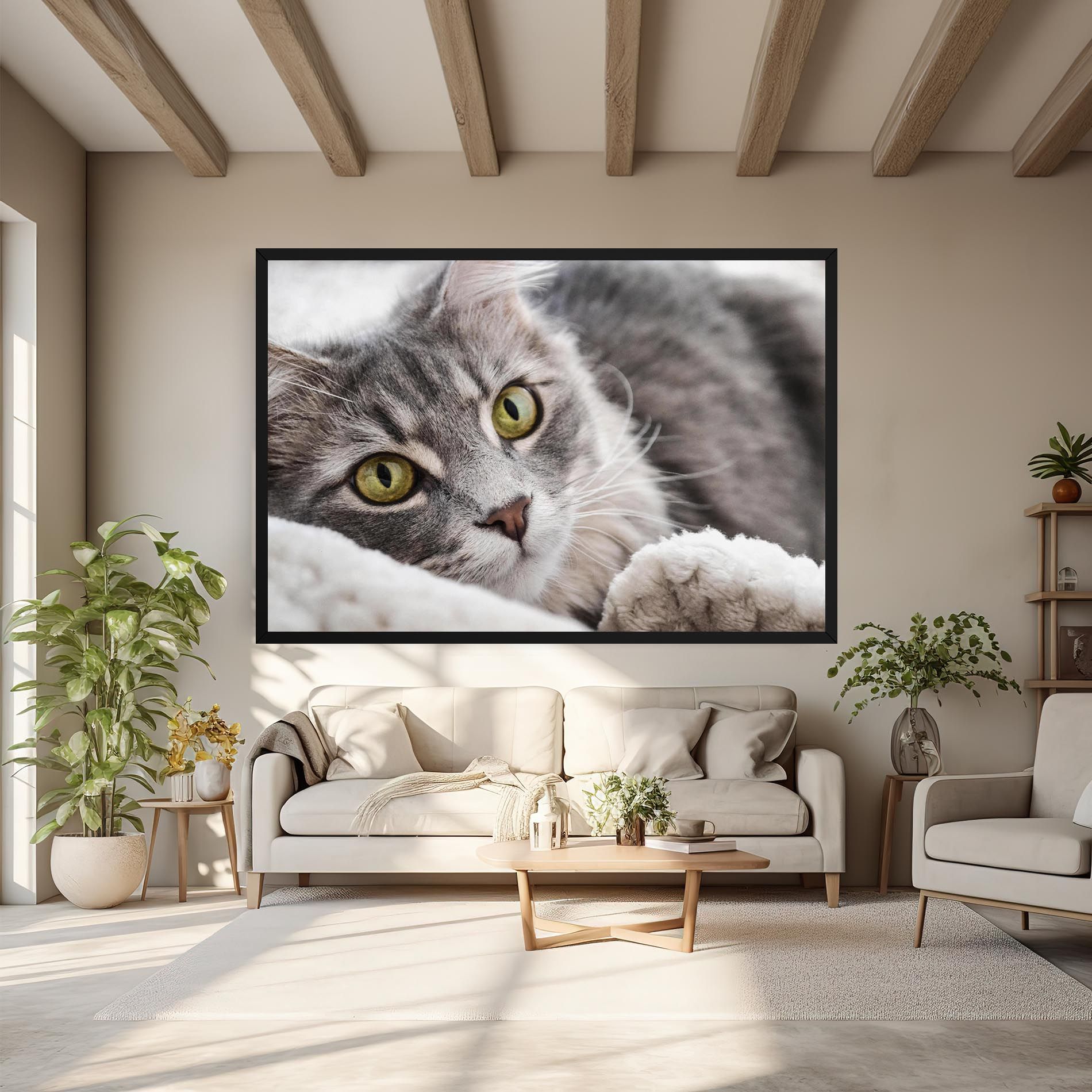Grey Fluffy Cat mockup 6