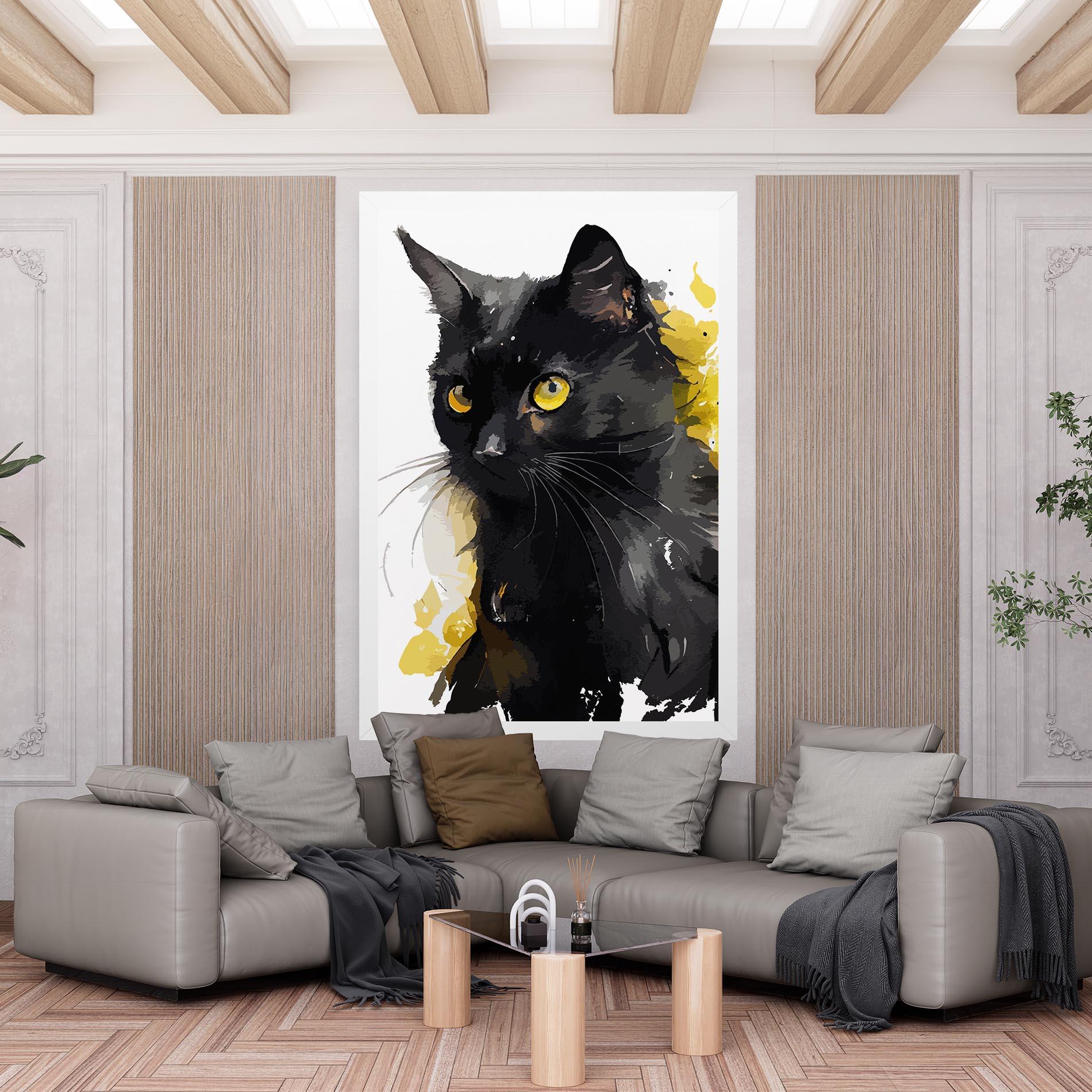 Картина на платно Beautiful Black Cat mockup 6