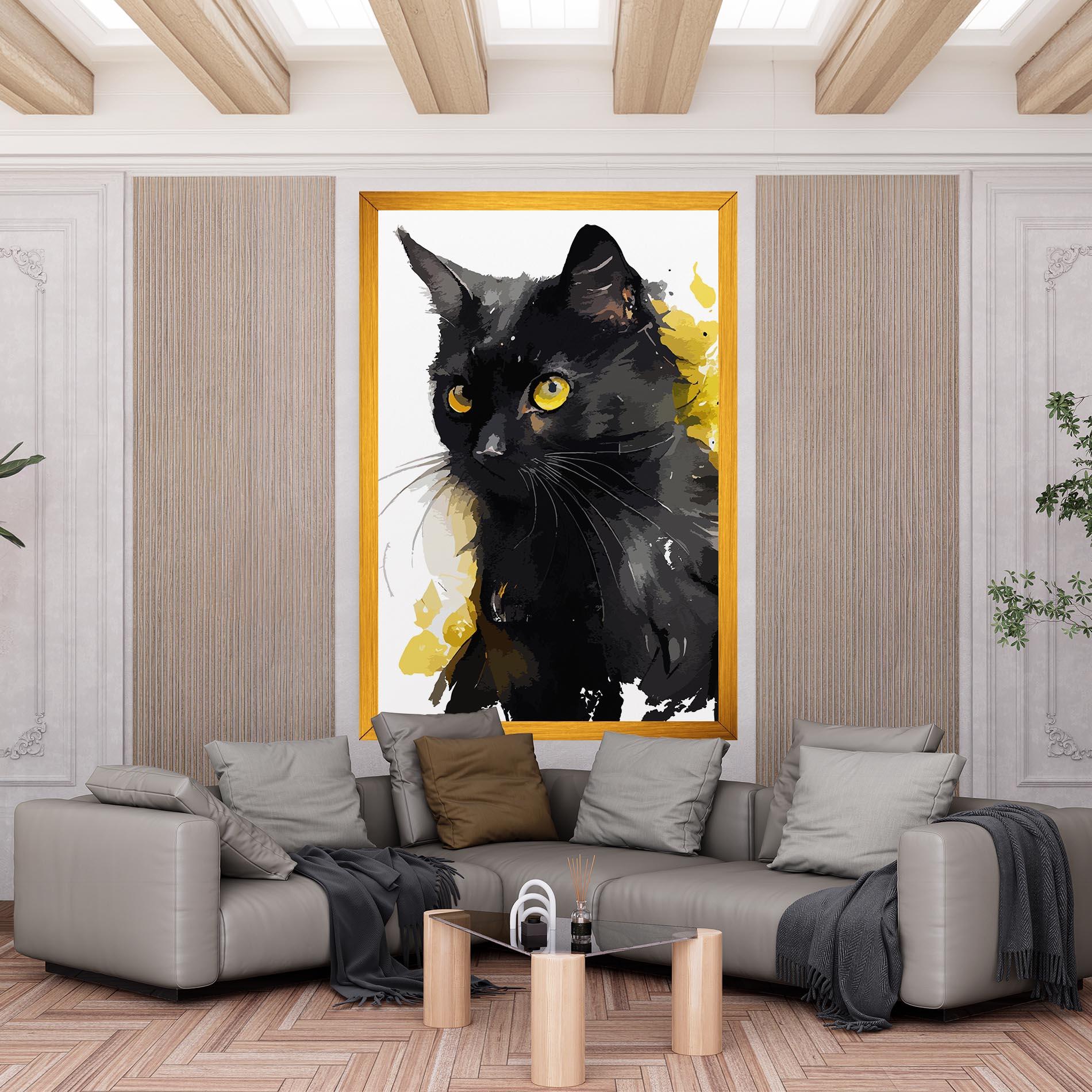 Картина на платно Beautiful Black Cat mockup 6
