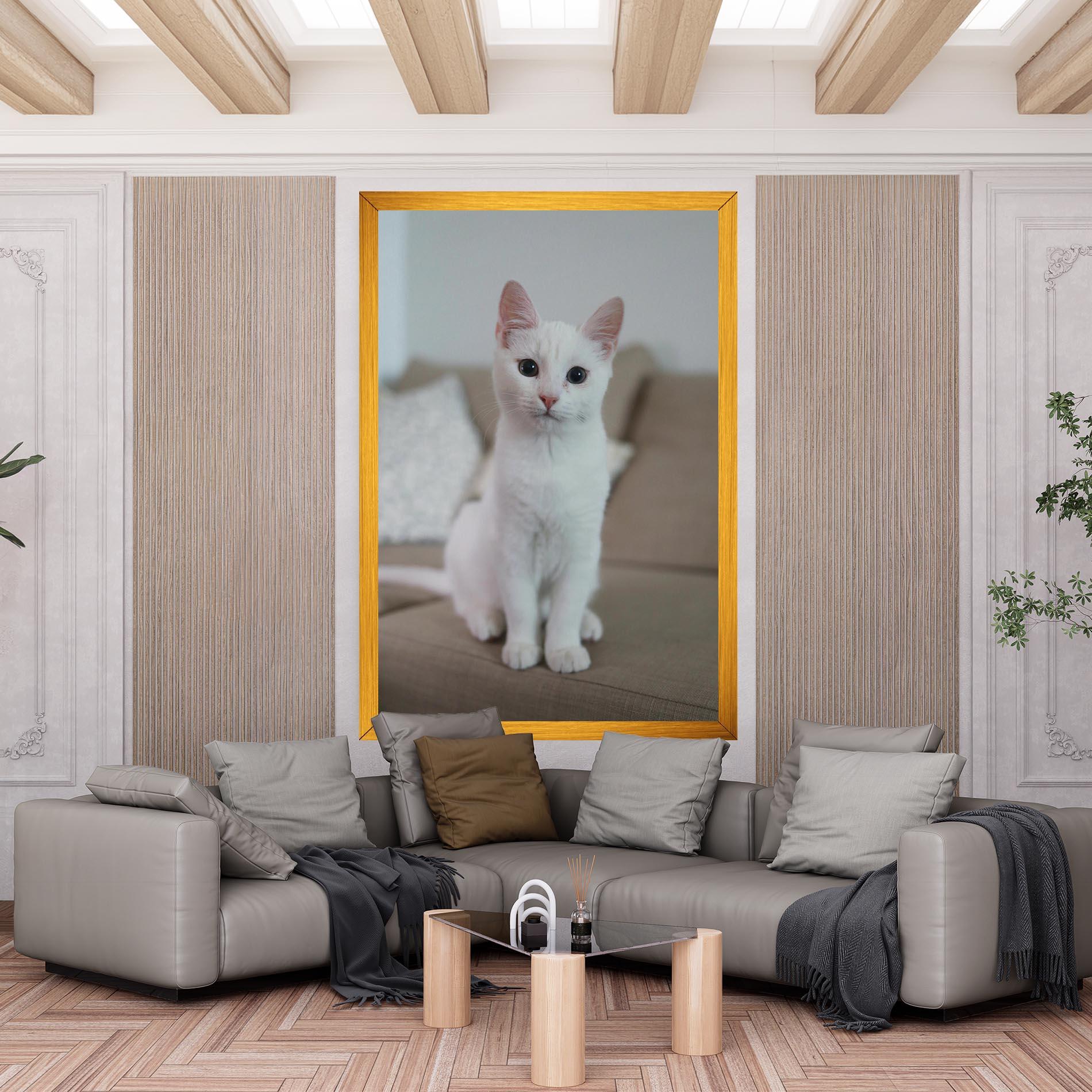 Картина на платно Beautiful White Cat mockup 6