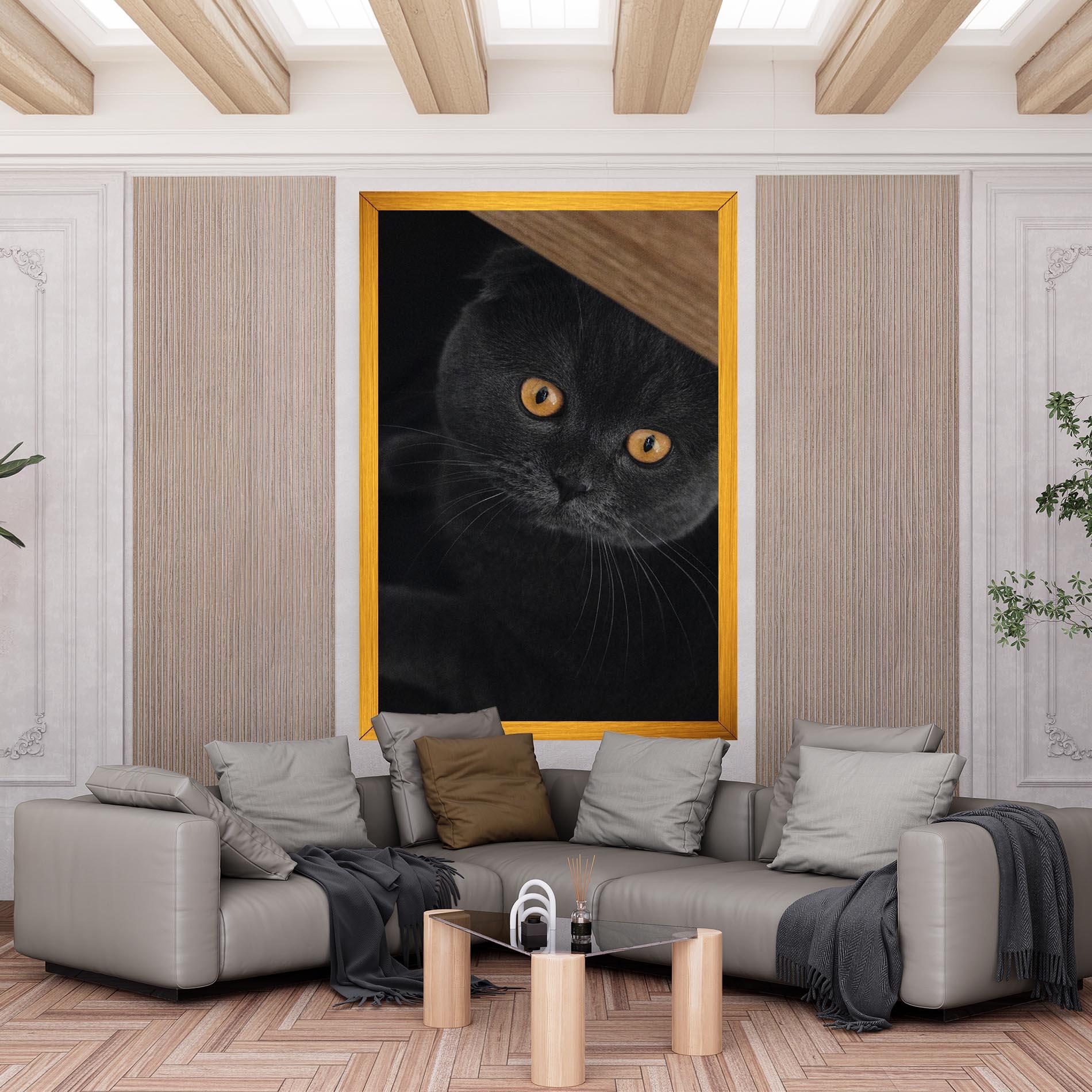 Картина на платно Grey Cat With Orange Eyes mockup 6