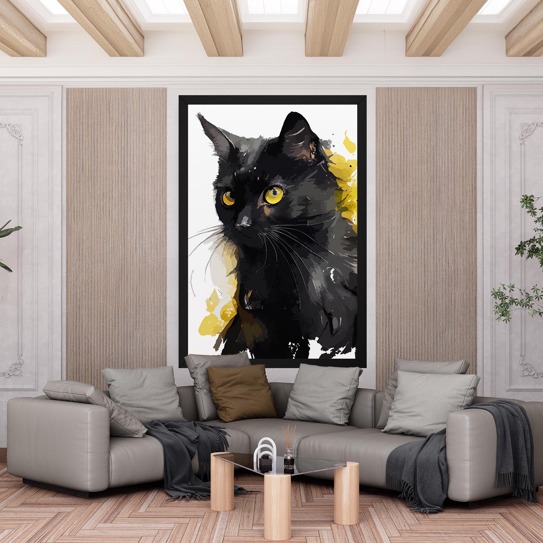 Картина на платно Beautiful Black Cat mockup 6