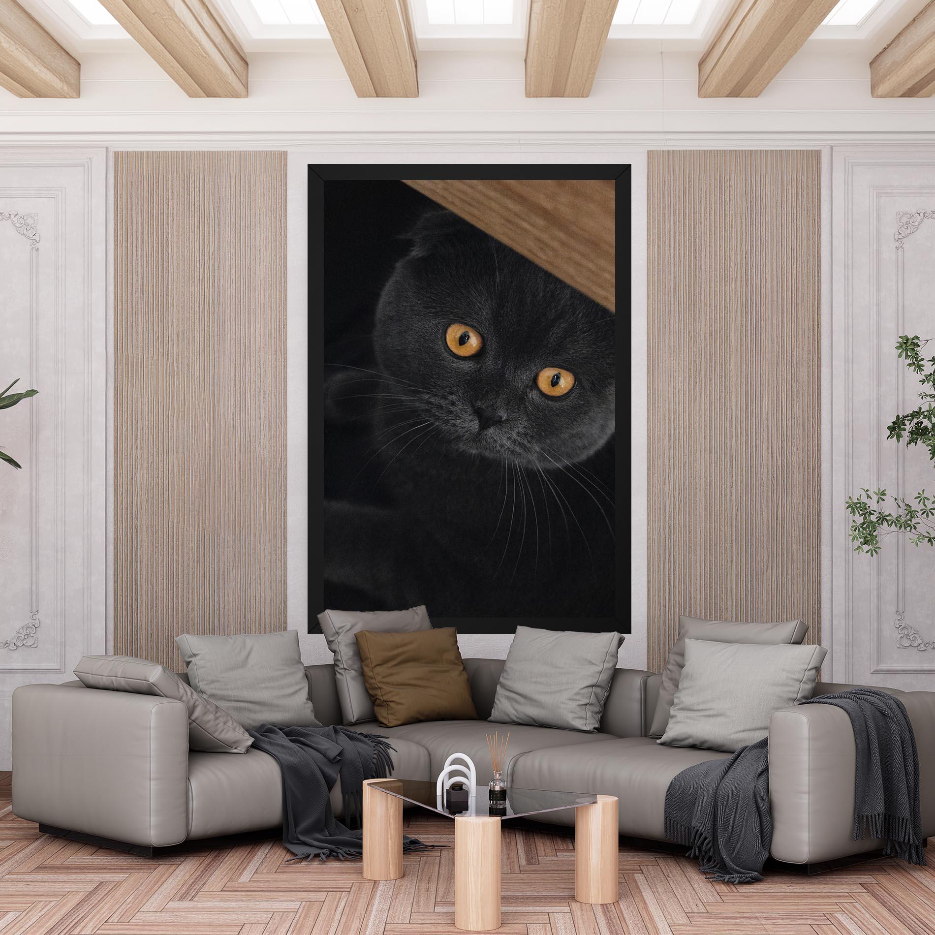 Картина на платно Grey Cat With Orange Eyes mockup 6