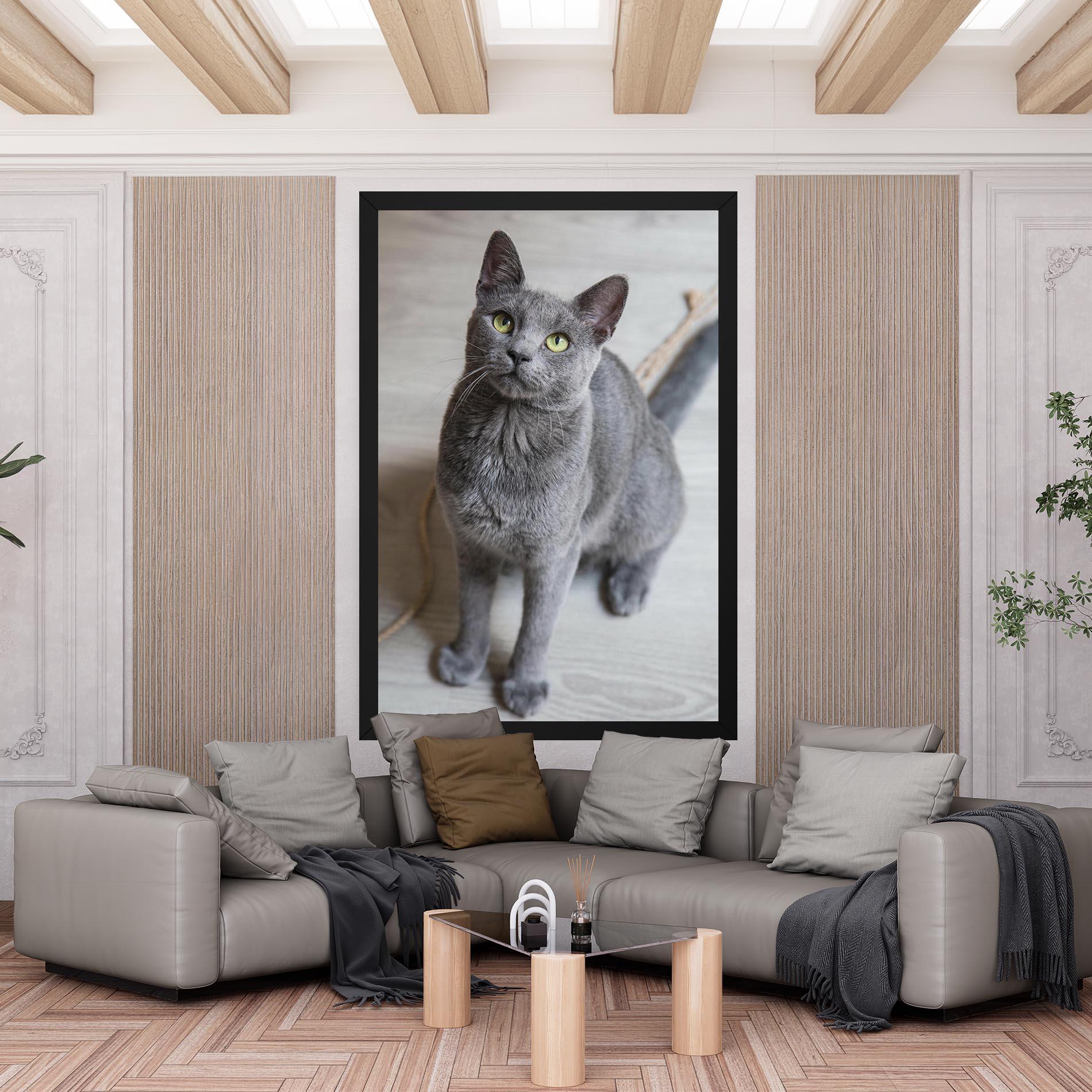 Картина на платно Grey Green Cat Eyes mockup 6