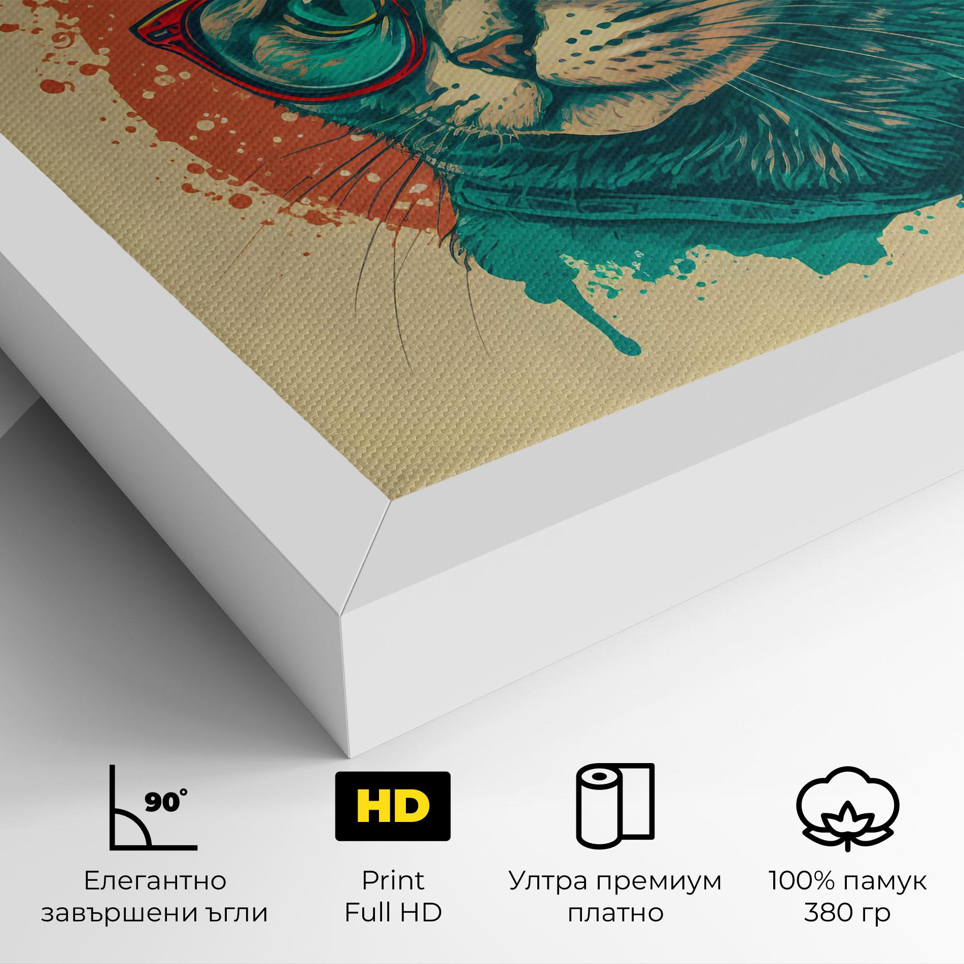 Картина на платно Red Glasses Cat mockup 4