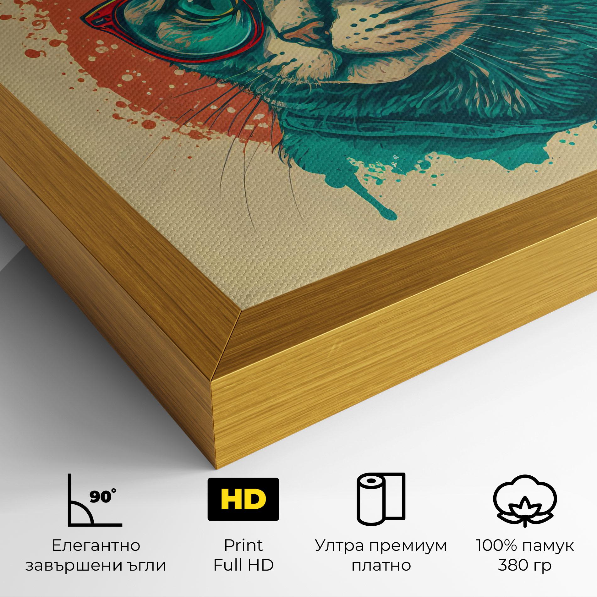 Картина на платно Red Glasses Cat mockup 4