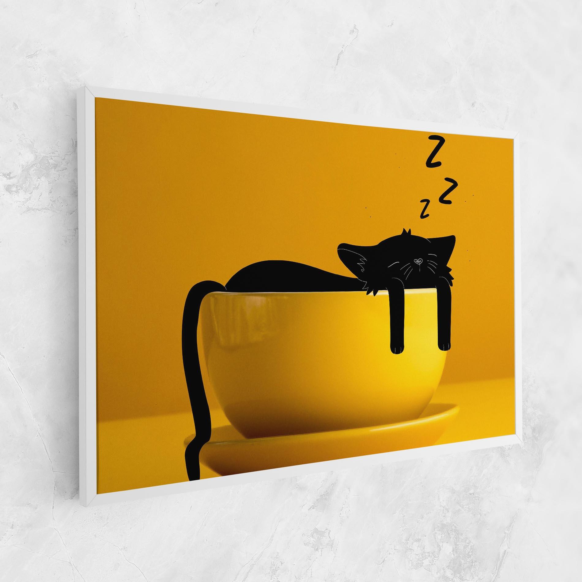 Картина на платно Cat In A Cup mockup 1