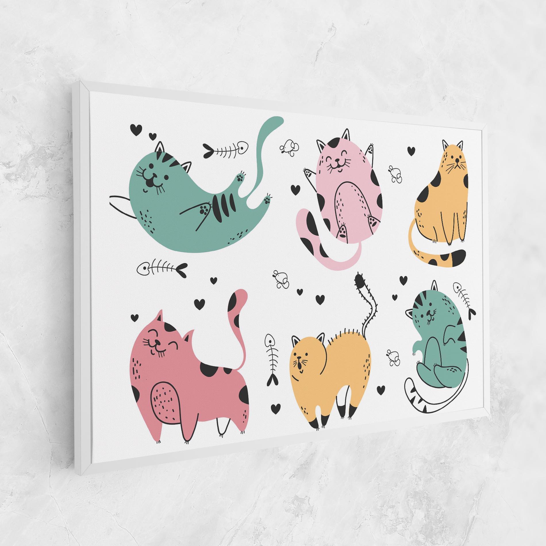 Картина на платно Doodle Cat mockup 1