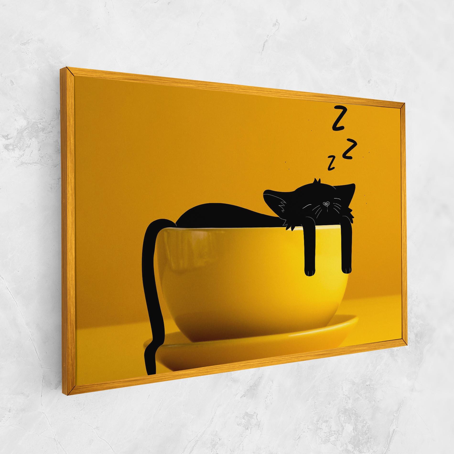Картина на платно Cat In A Cup mockup 1
