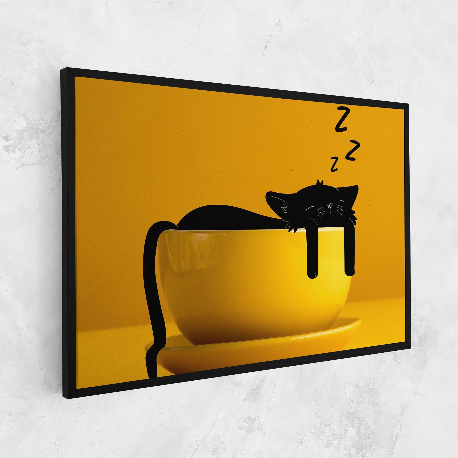 Картина на платно Cat In A Cup mockup 1