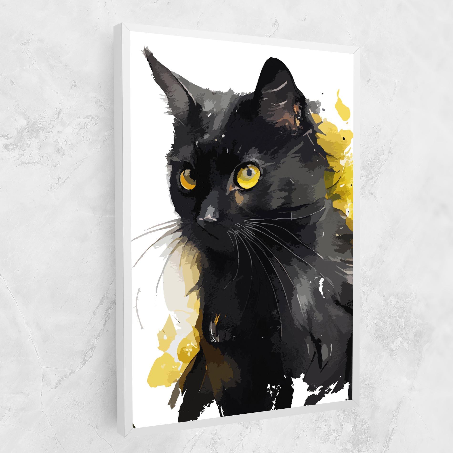 Картина на платно Beautiful Black Cat mockup 1