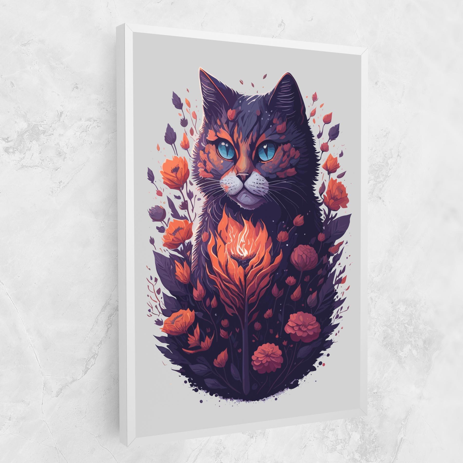 Картина на платно Fire Cat mockup 1