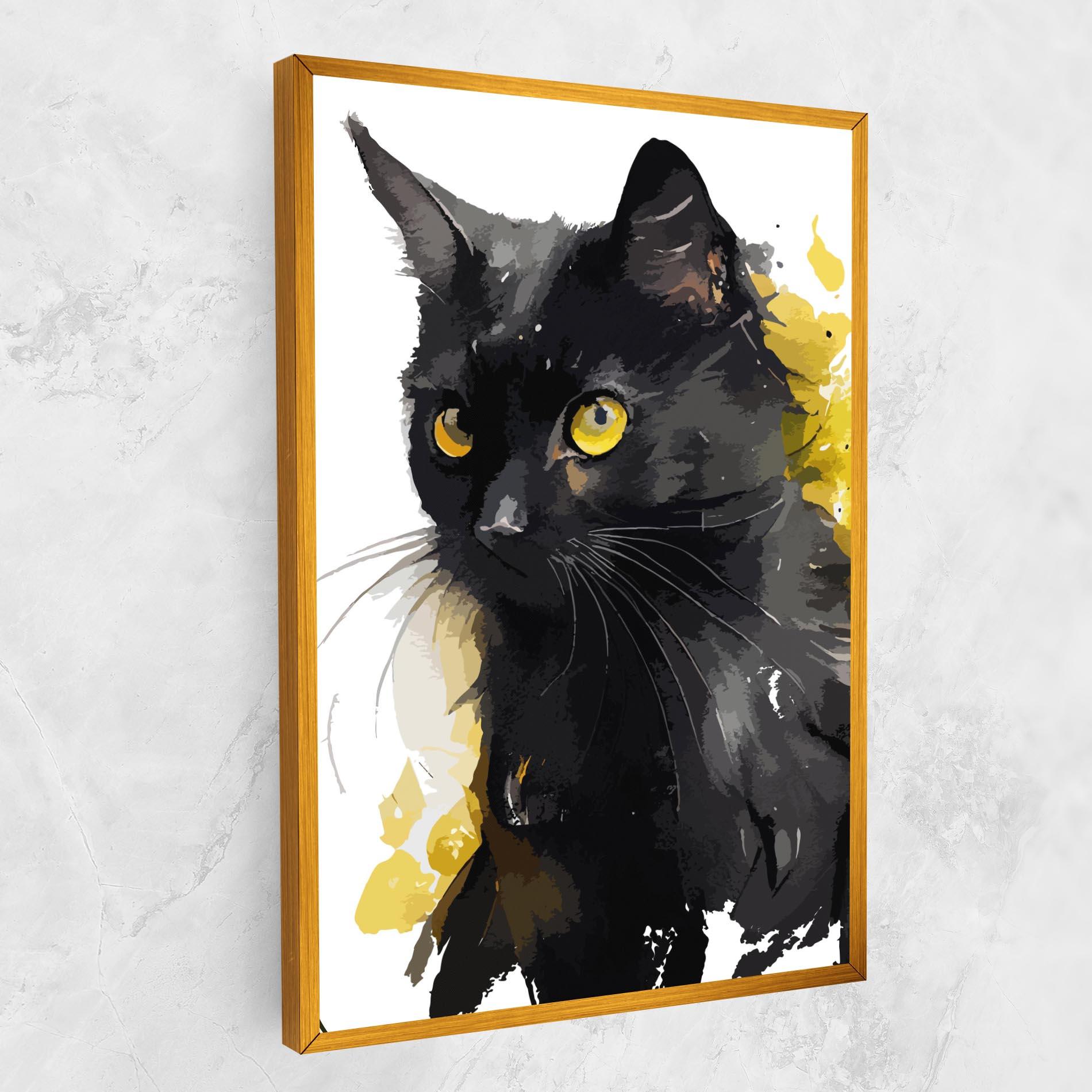 Картина на платно Beautiful Black Cat mockup 1