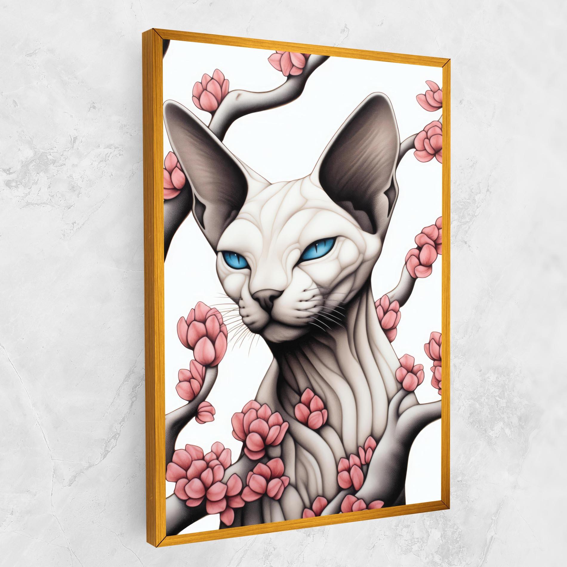 Картина на платно Blue Eyes Cat Drawing mockup 1